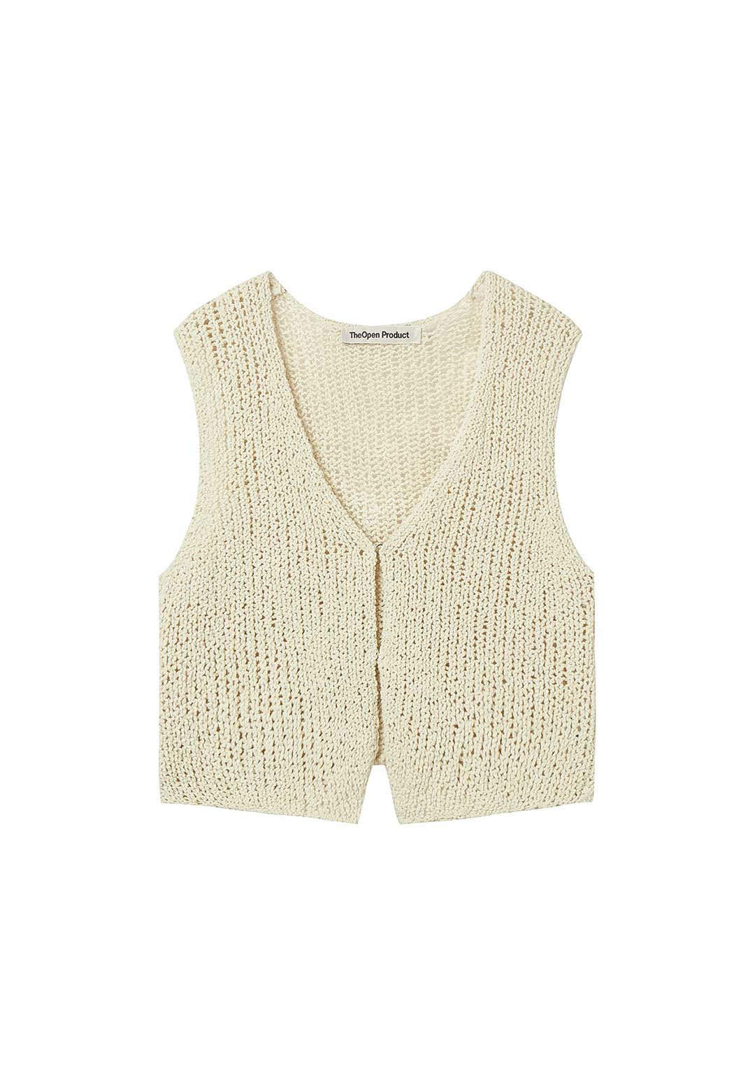 V-Neck Flap Pockets Panel Knit Outerwear