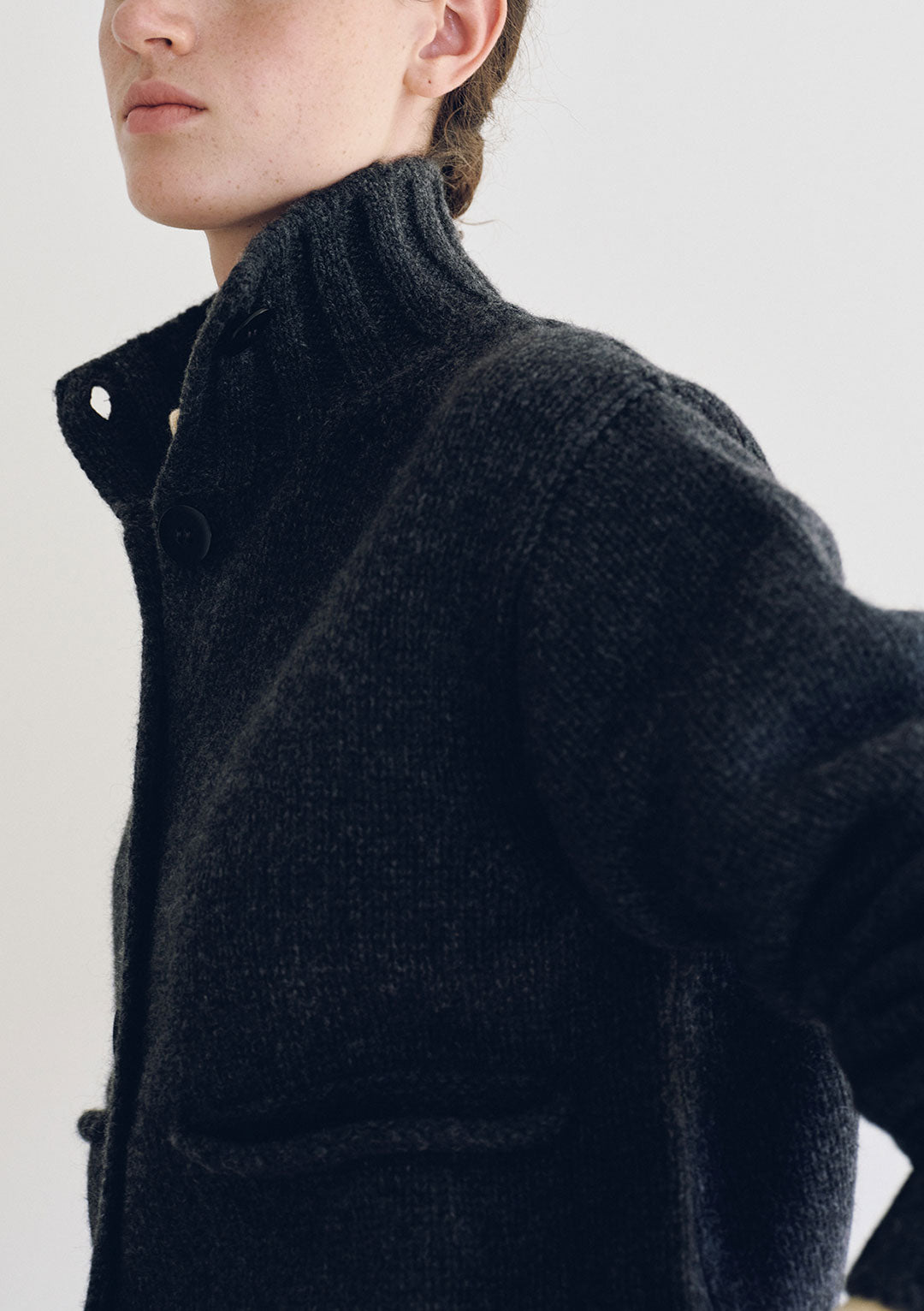 NOTHING WRITTEN MARRIE SOFT POCKET CARDIGAN CHARCOAL