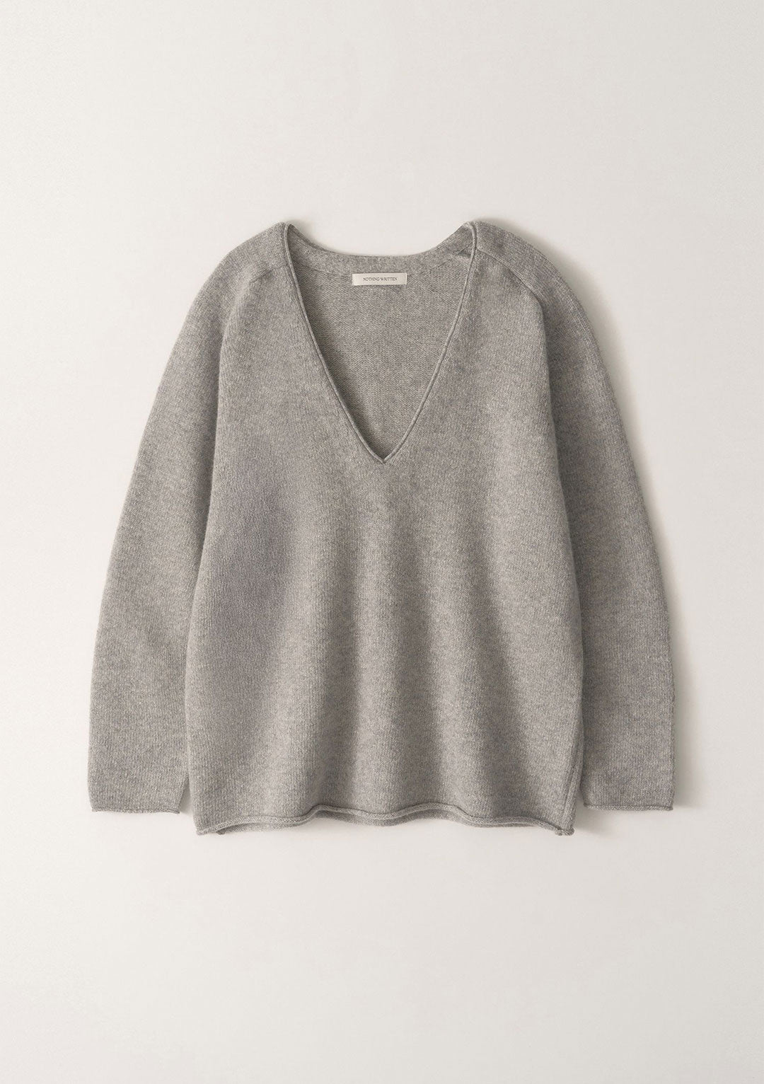 NOTHING WRITTEN CERIN DEEP V-NECK PULLOVER GREY
