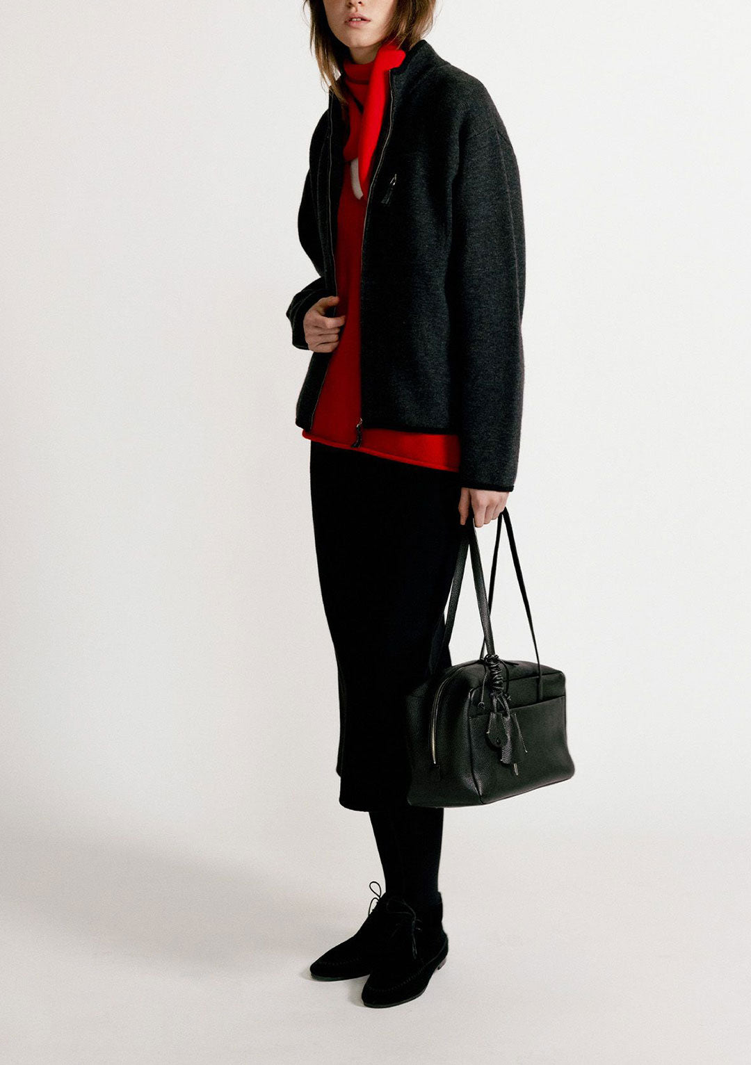 NOTHING WRITTEN DICKY ZIP-UP JUMPER CHARCOAL