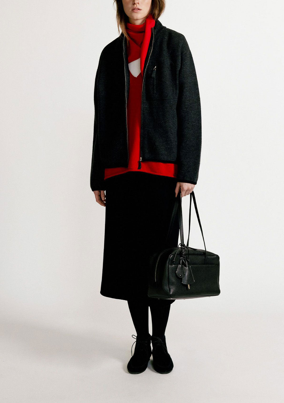 NOTHING WRITTEN DICKY ZIP-UP JUMPER CHARCOAL
