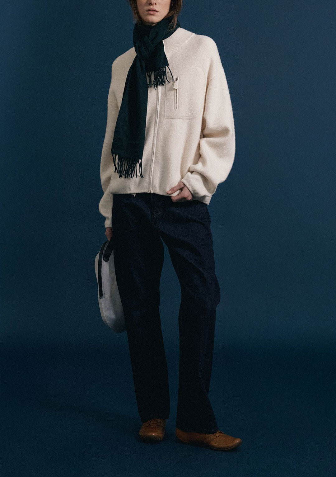 NOTHING WRITTEN DICKY ZIP-UP JUMPER IVORY