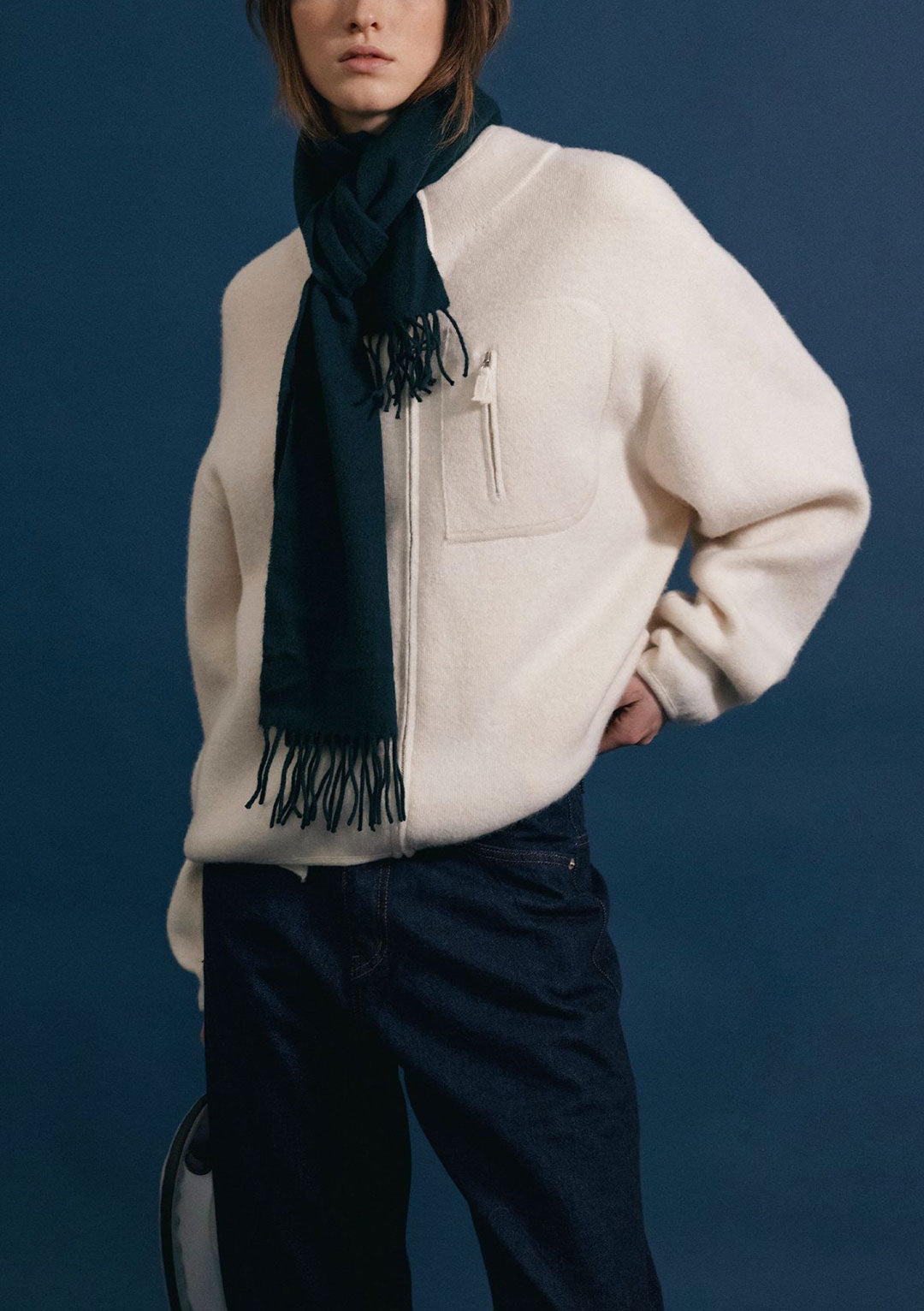 NOTHING WRITTEN DICKY ZIP-UP JUMPER IVORY