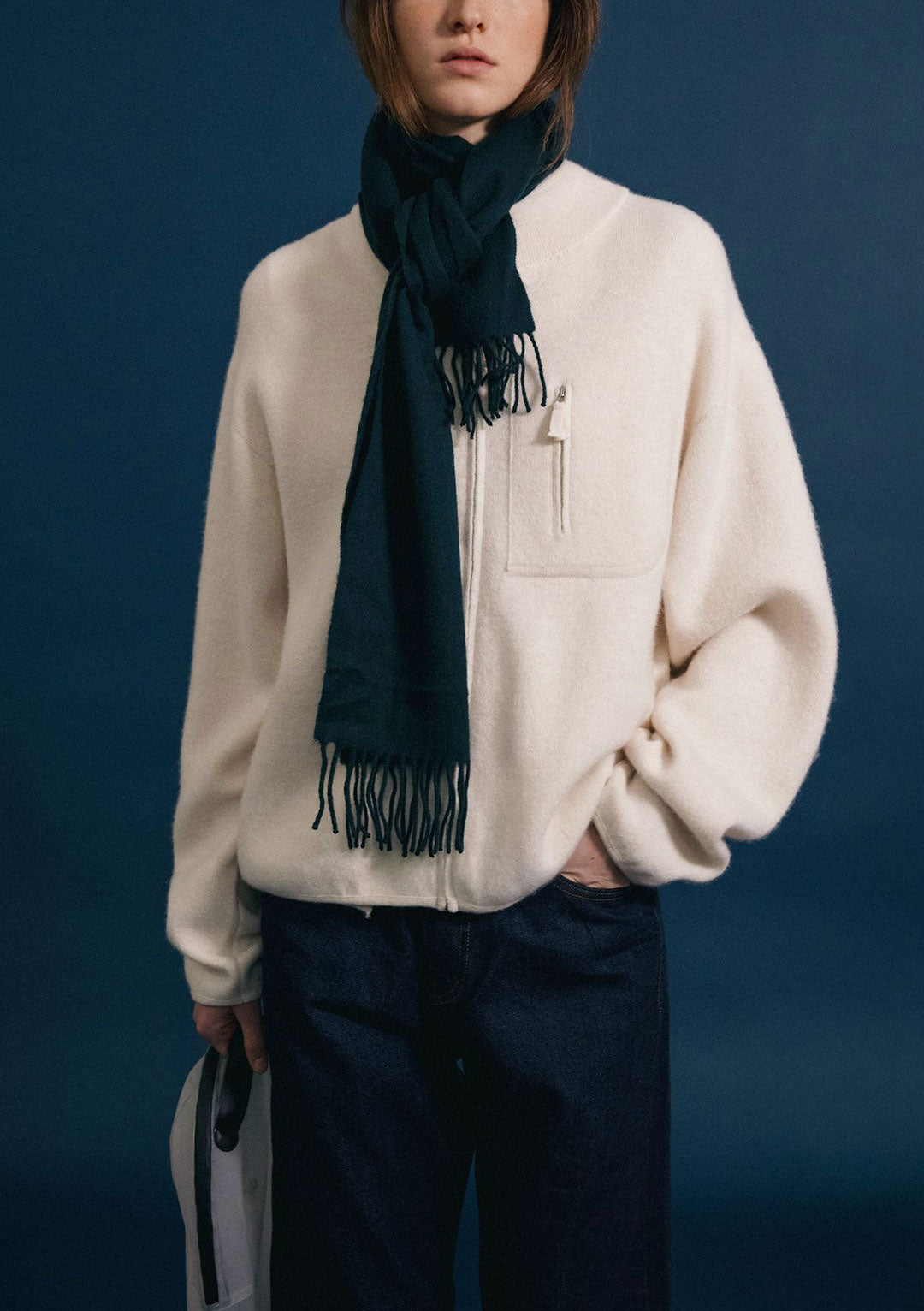 NOTHING WRITTEN DICKY ZIP-UP JUMPER IVORY