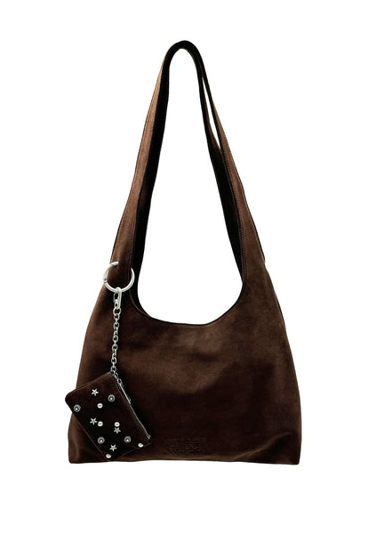 [Margesherwood] / ☆ HALTER HOBO / choco brown studded suede Studded Halter Hobo Bag