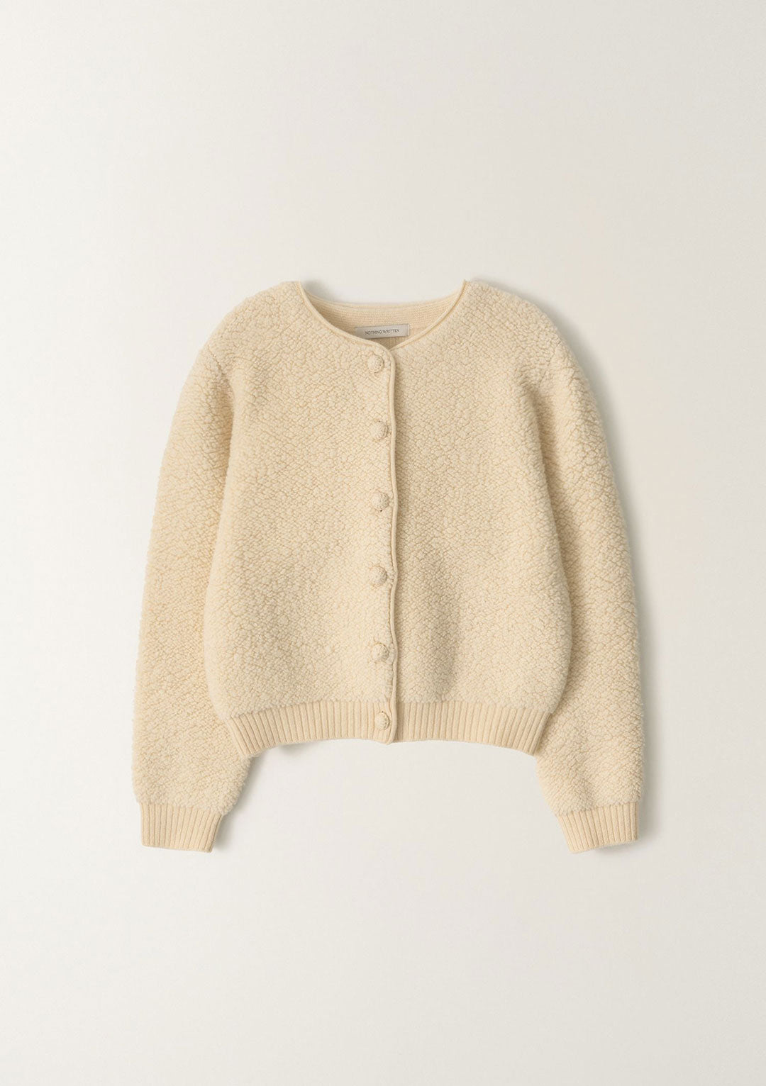 NOTHING WRITTEN LETT BOUCLE CARDIGAN IVORY
