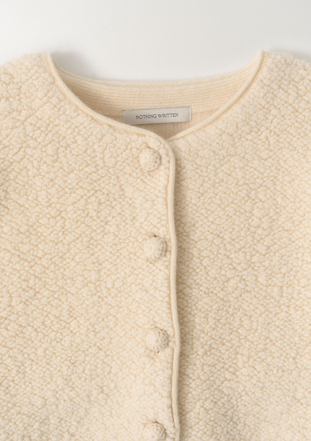 NOTHING WRITTEN LETT BOUCLE CARDIGAN IVORY