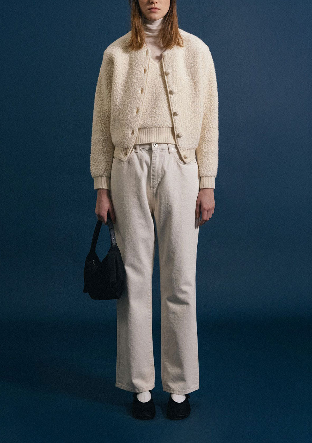 NOTHING WRITTEN LETT BOUCLE CARDIGAN IVORY