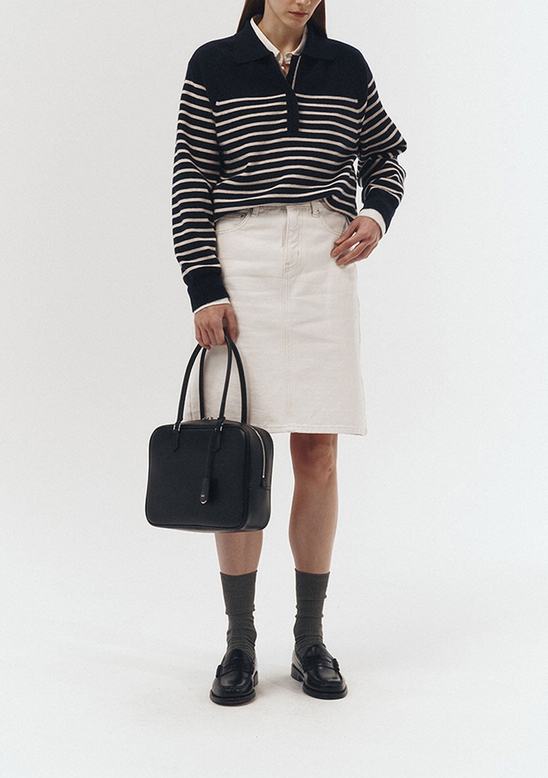 DUNST Unisex Half Zip-Up Stripe Knit