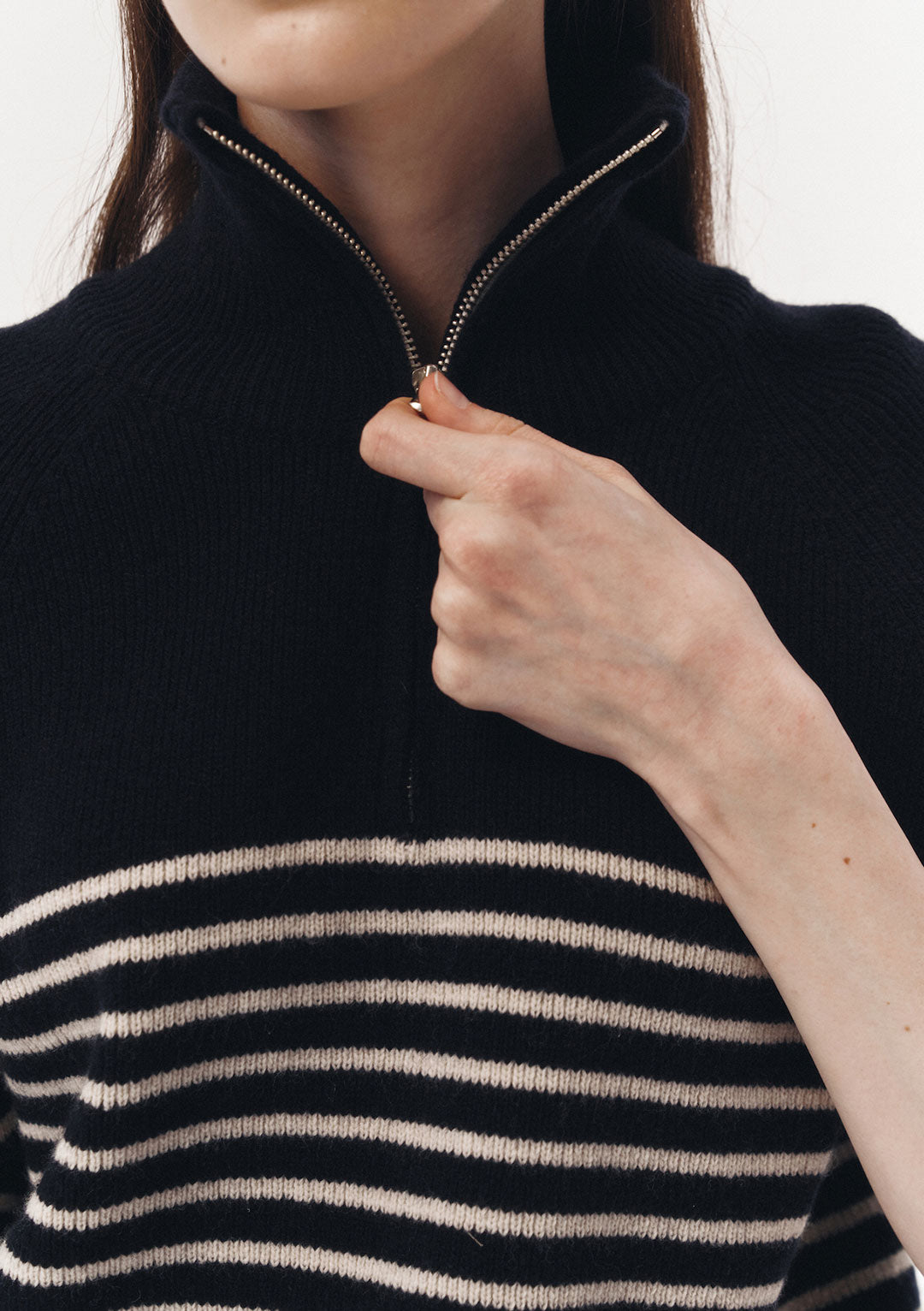 DUNST Unisex Half Zip-Up Stripe Knit