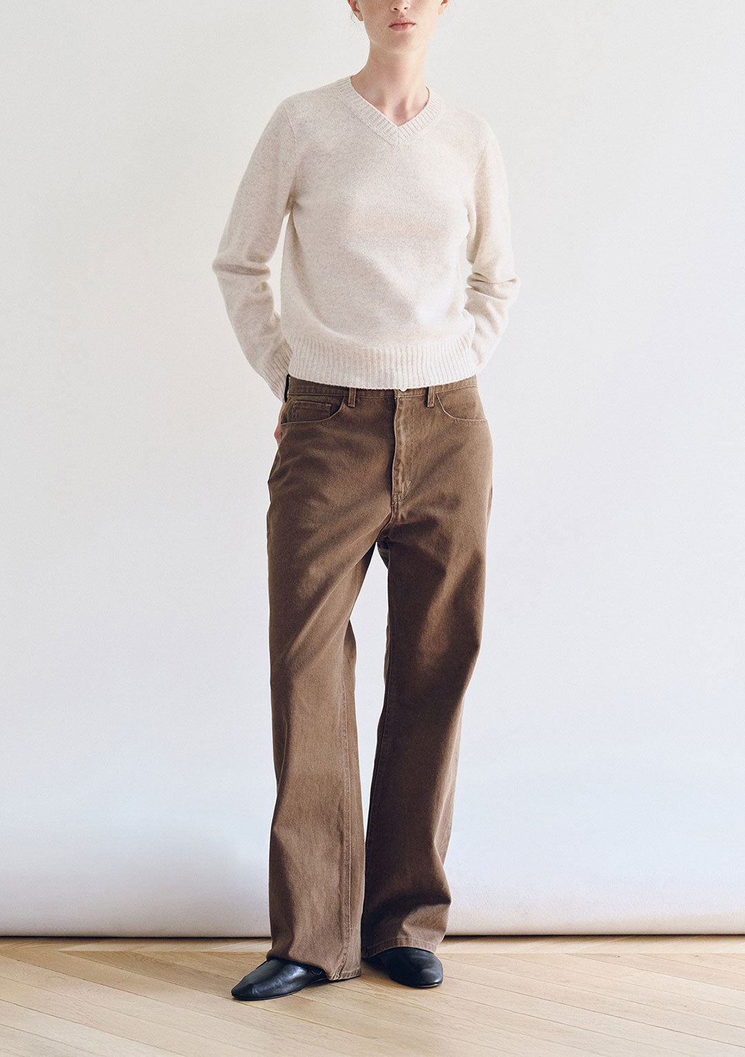 NOTHING WRITTEN MARSH V-NECK PULLOVER OATMEAL
