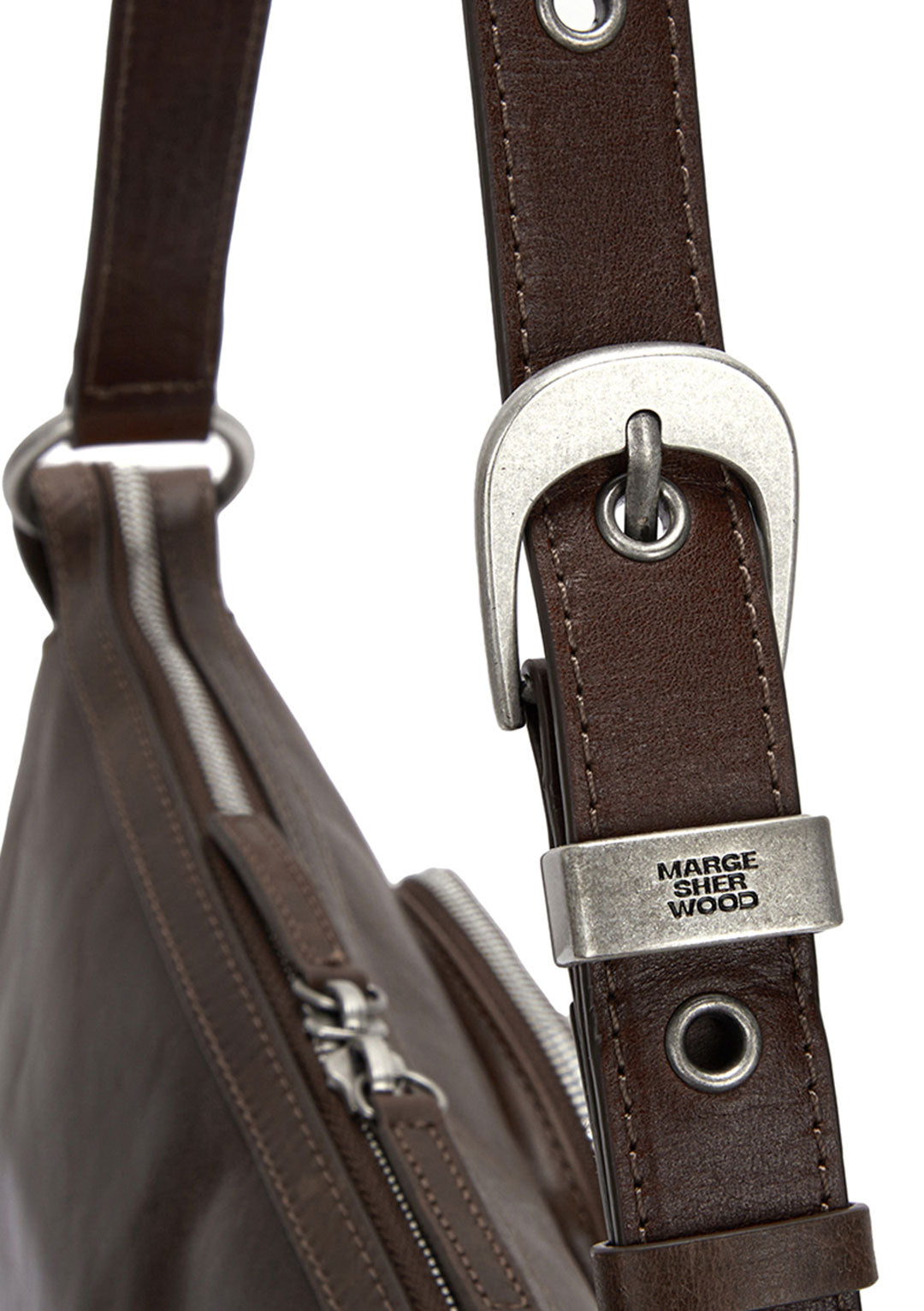MARGESHERWOOD Outpocket Hobo Washed Brown Pull Up | Bags