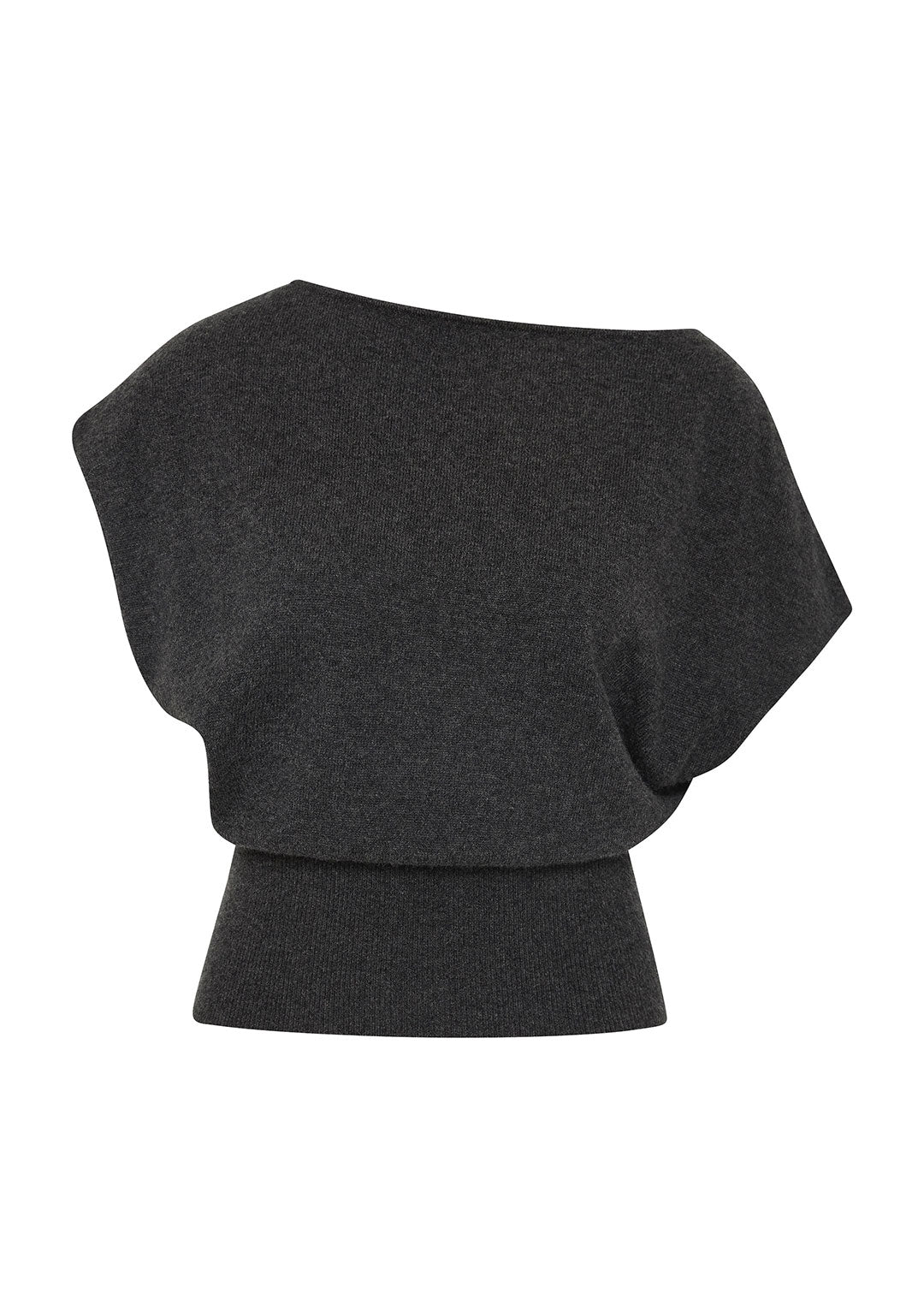 ST AGNI CASHMERE ASYMM CARDIGAN CHARCOAL MELANGE