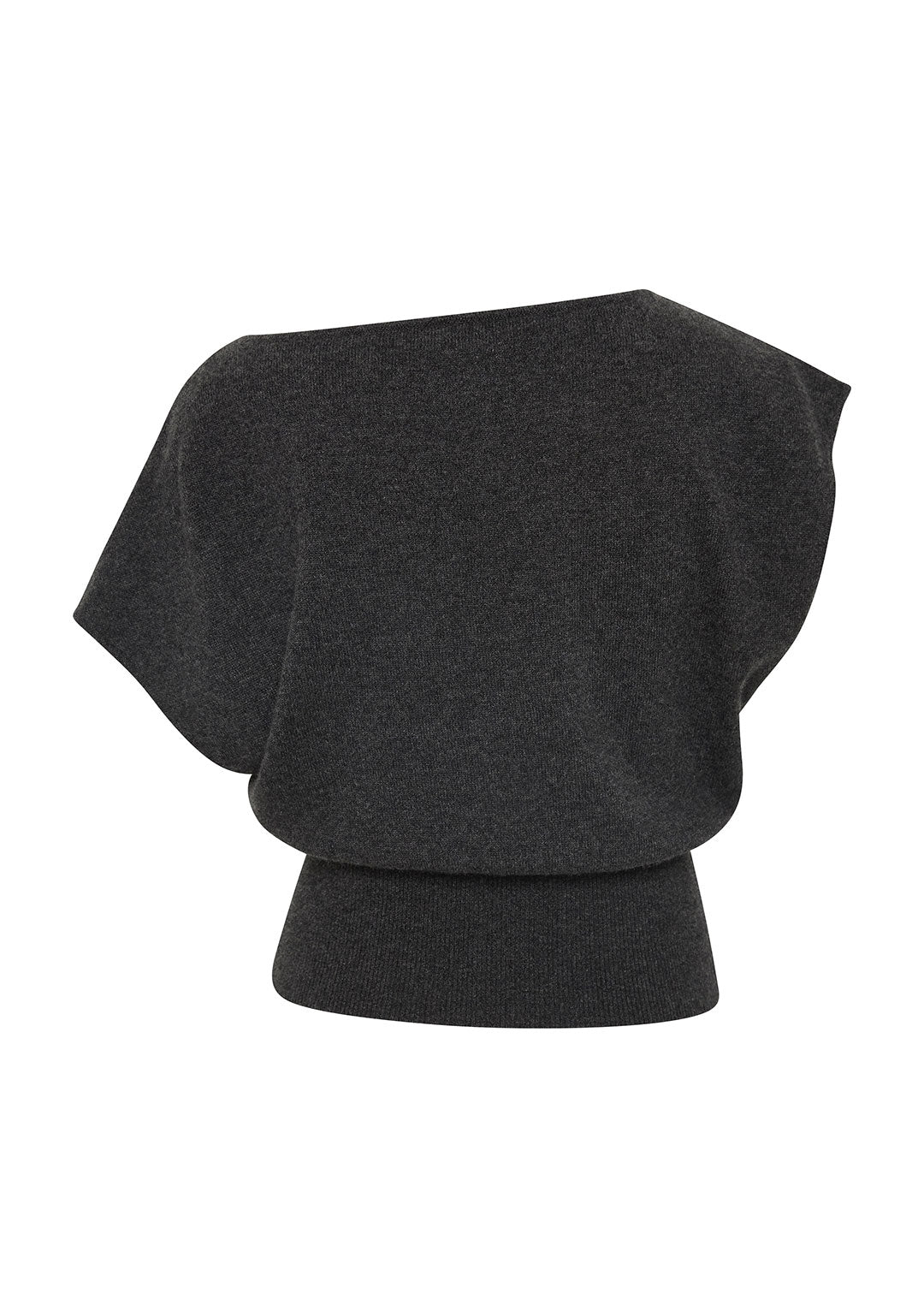 ST AGNI CASHMERE ASYMM CARDIGAN CHARCOAL MELANGE