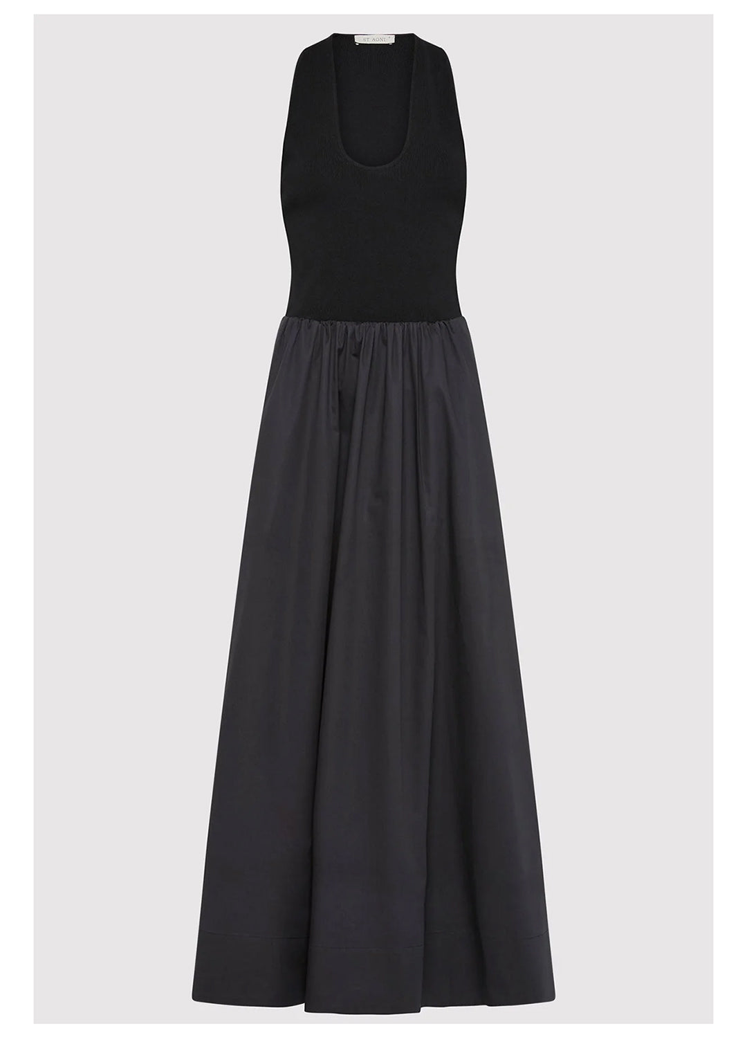 ST AGNI PLUNGE NECK DRESS BLACK