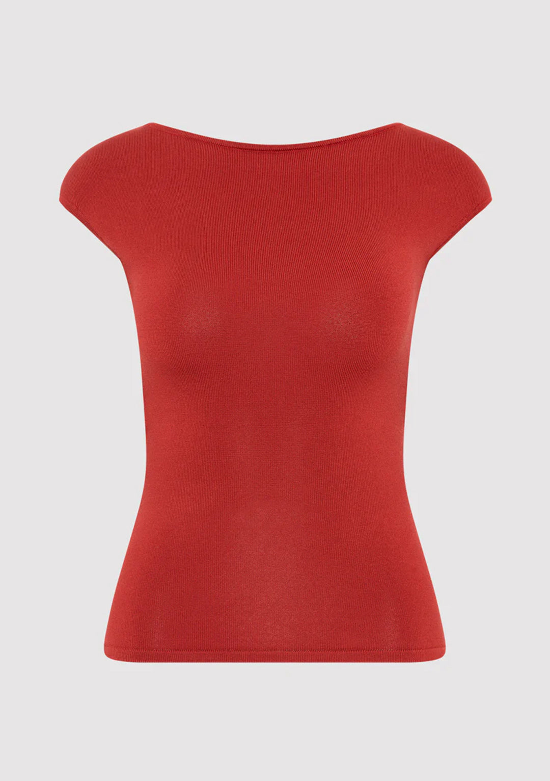 ST AGNI SCULPTED BALLET KNIT TOP ROSSO