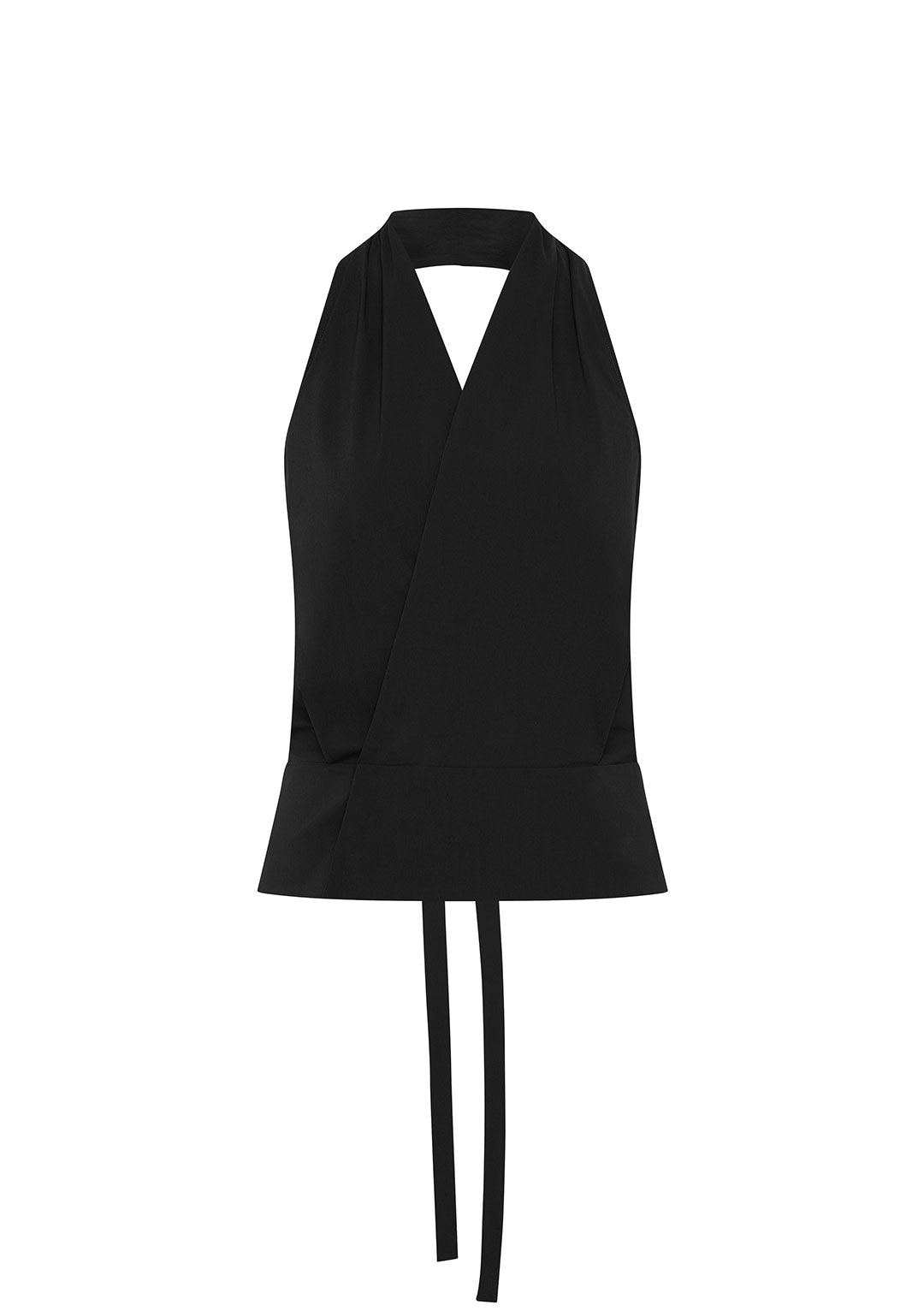 ST AGNI HALTER WRAP TOP BLACK