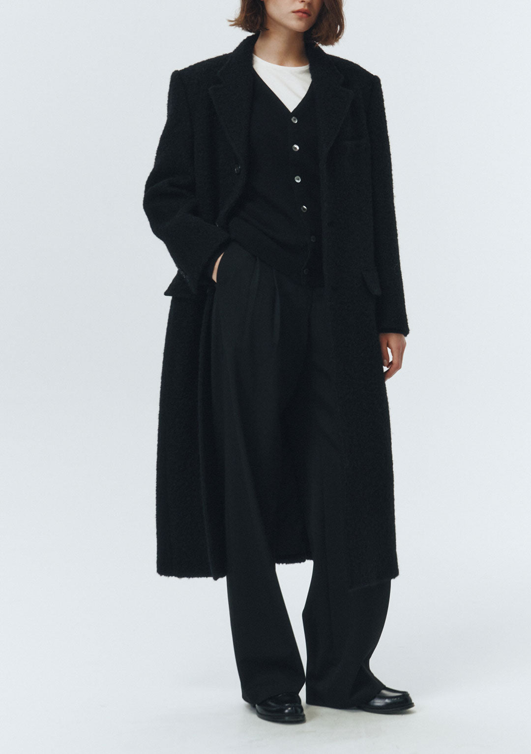 DUNST Unisex 2-Way 3 Button Cashmere Coat