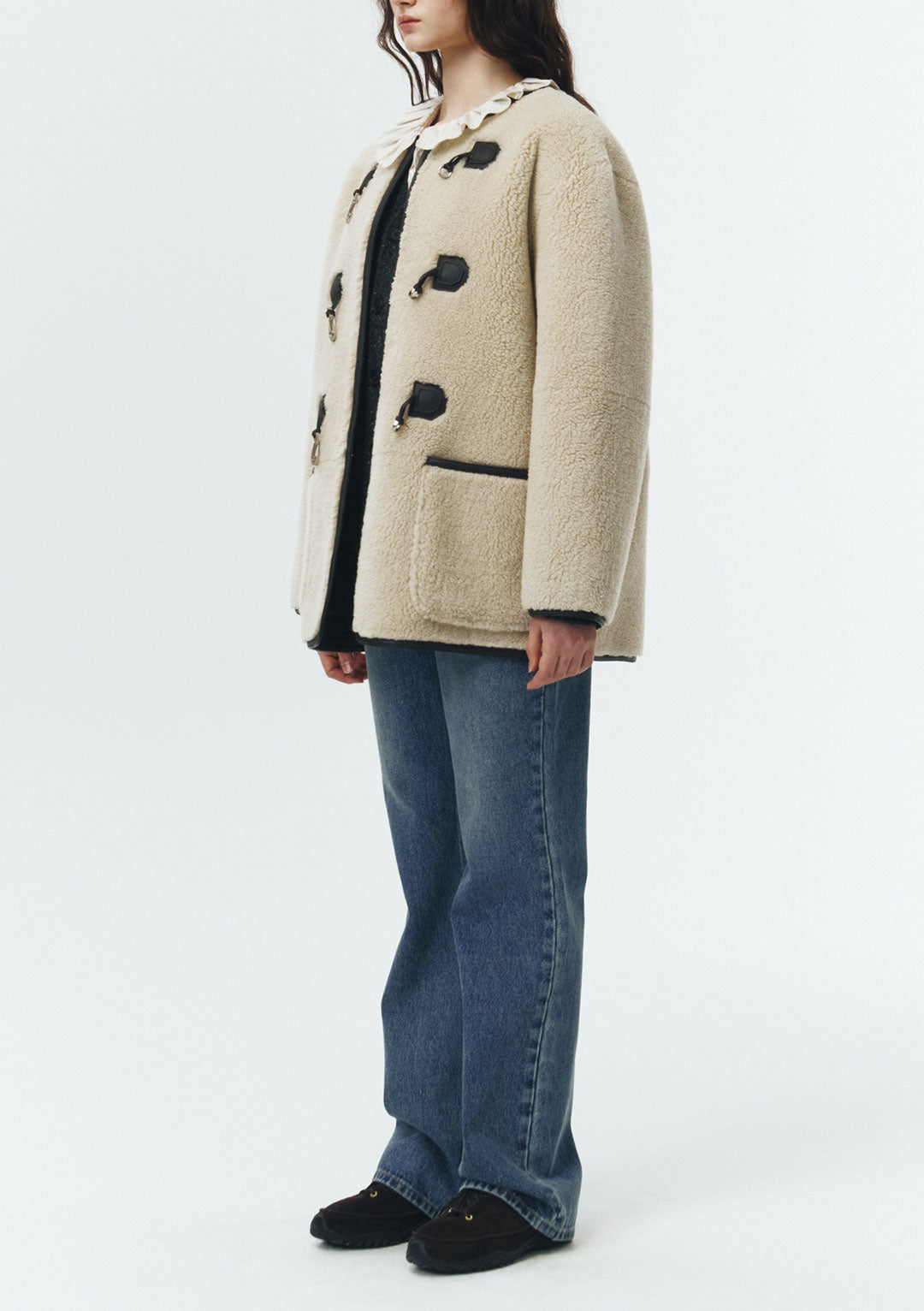 DUNST Collarless Buckled Shearling Jacket (PRE-ORDER)