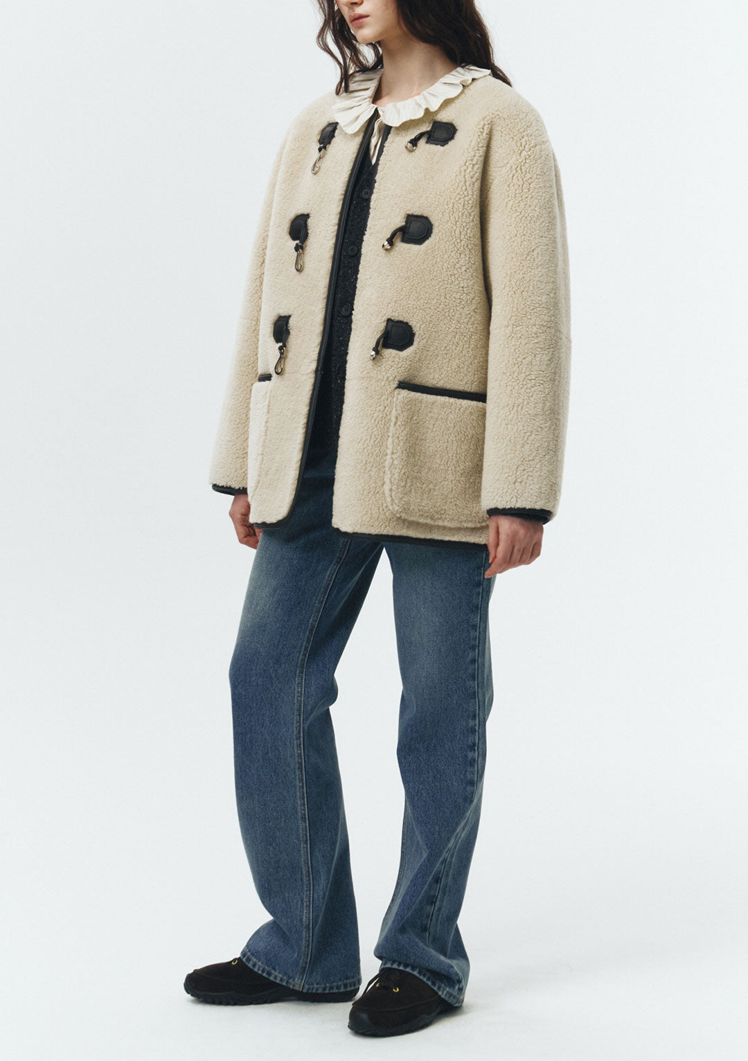 DUNST Collarless Buckled Shearling Jacket (PRE-ORDER)
