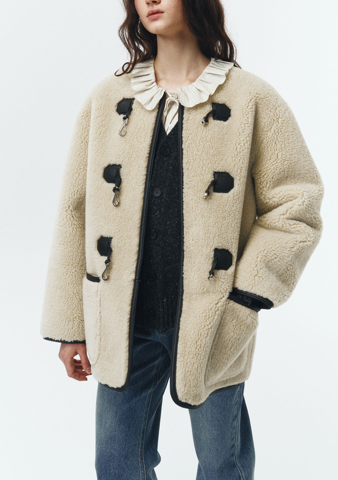 DUNST Collarless Buckled Shearling Jacket (PRE-ORDER)