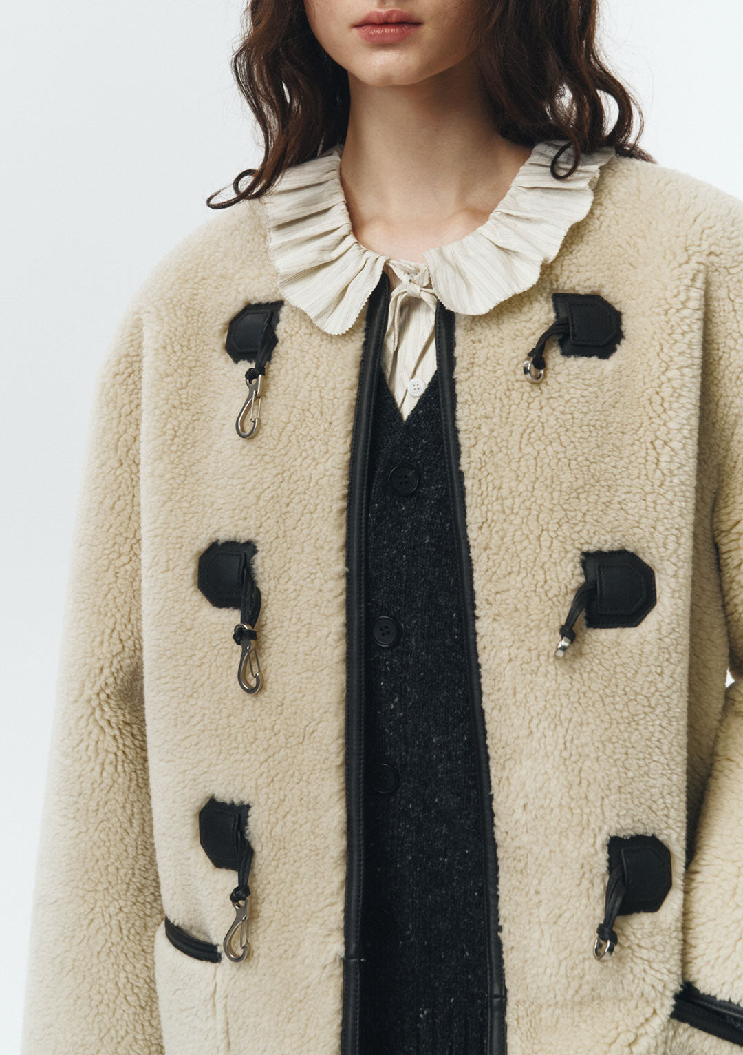 DUNST Collarless Buckled Shearling Jacket (PRE-ORDER)