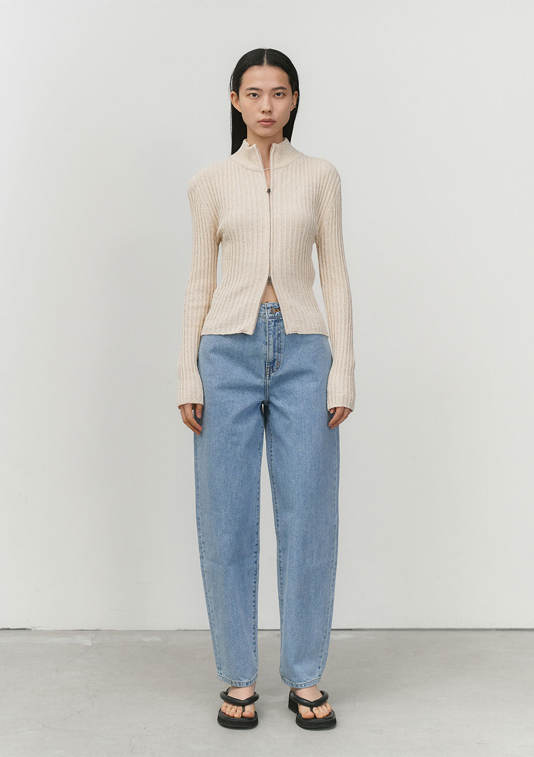 AMOMENTO Half Neck Zip-up Cardigan | Knitwear | OEUVR – OEUVR