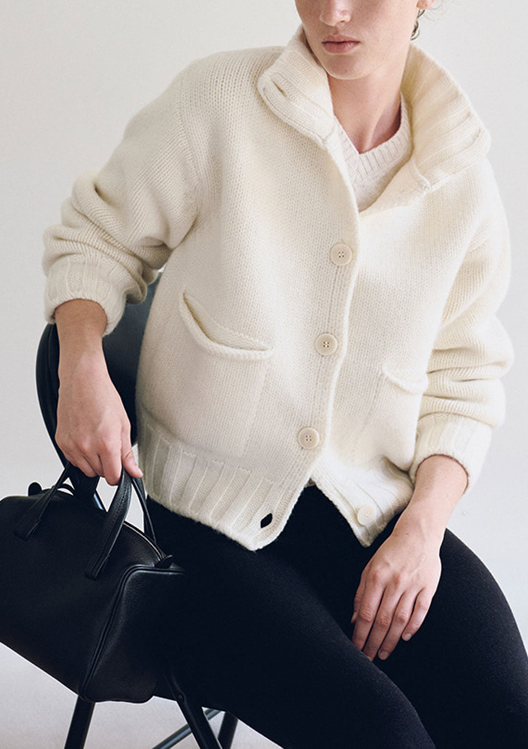 NOTHING WRITTEN MARRIE SOFT POCKET CARDIGAN CREAM