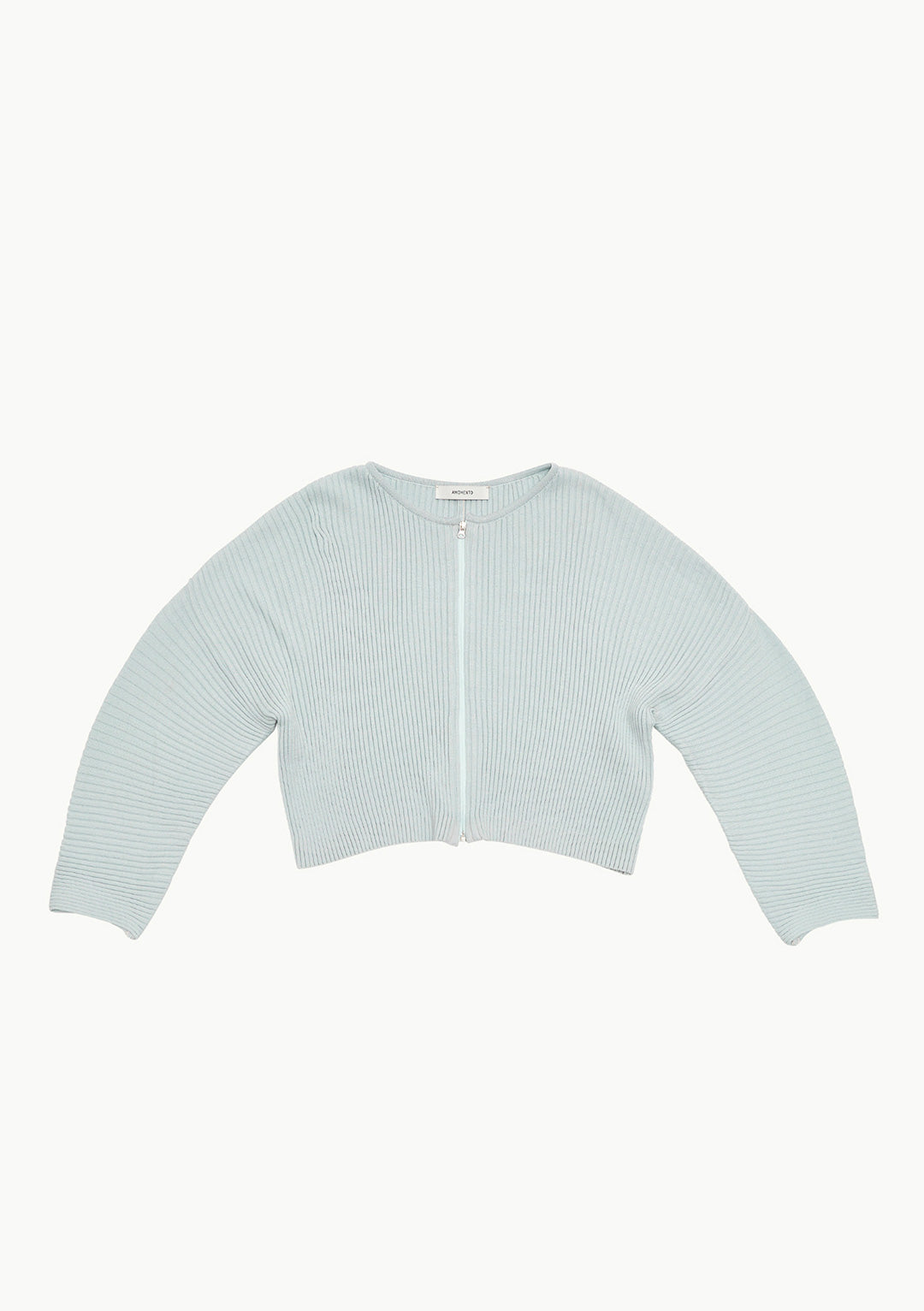 AMOMENTO RIBBED CROP ZIP-UP CARDIGAN