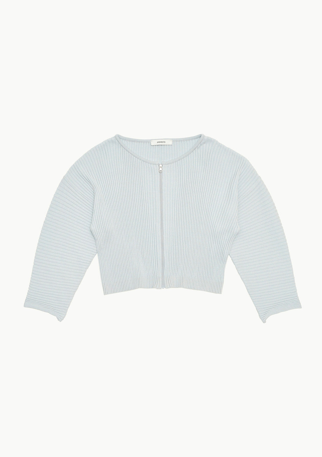 AMOMENTO RIBBED CROP ZIP-UP CARDIGAN