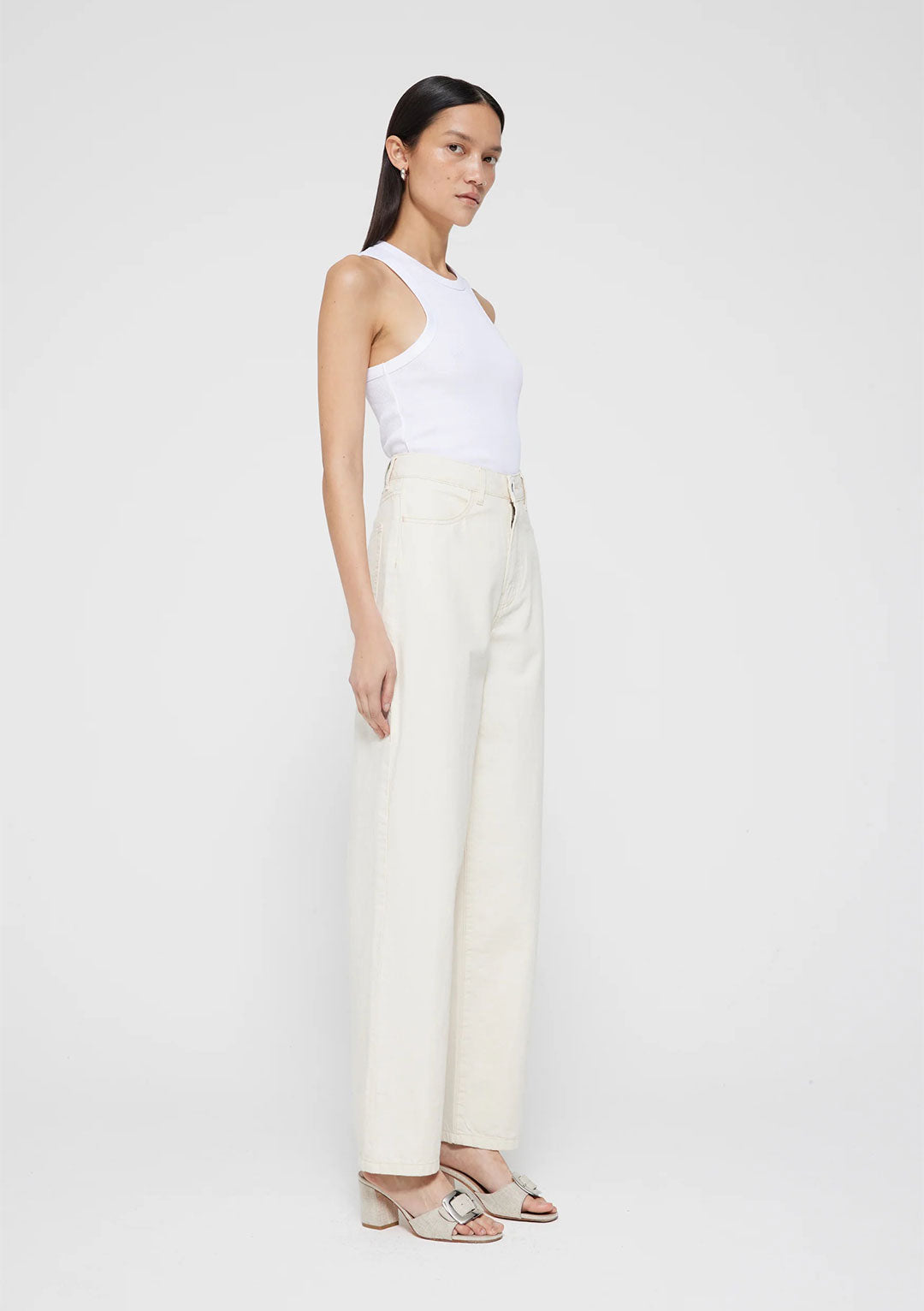 RÓHE MERCERISED COTTON RIB TANKTOP