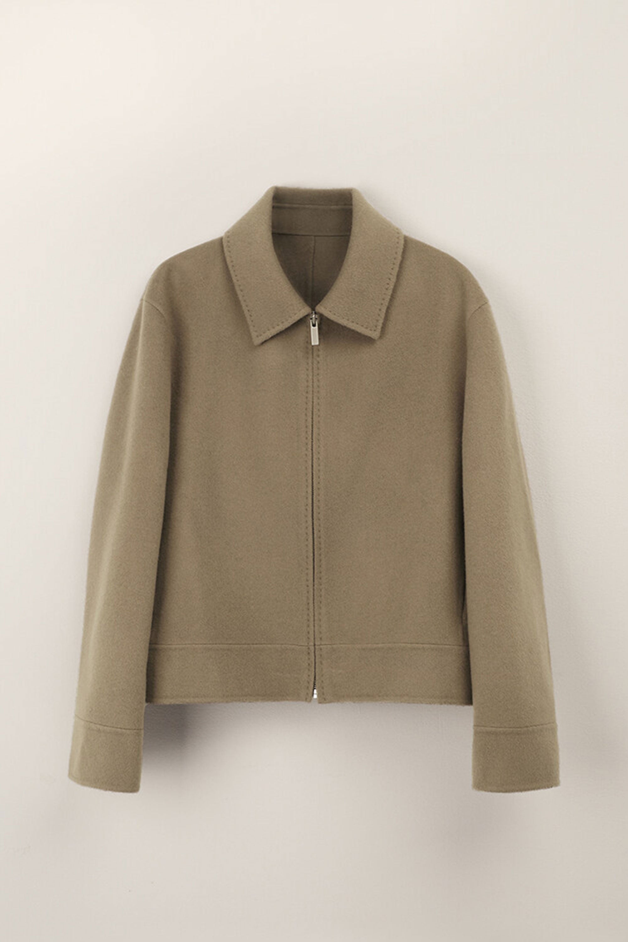 NOTHING WRITTEN CROP LAMBSWOOL ZIPUP BEIGE