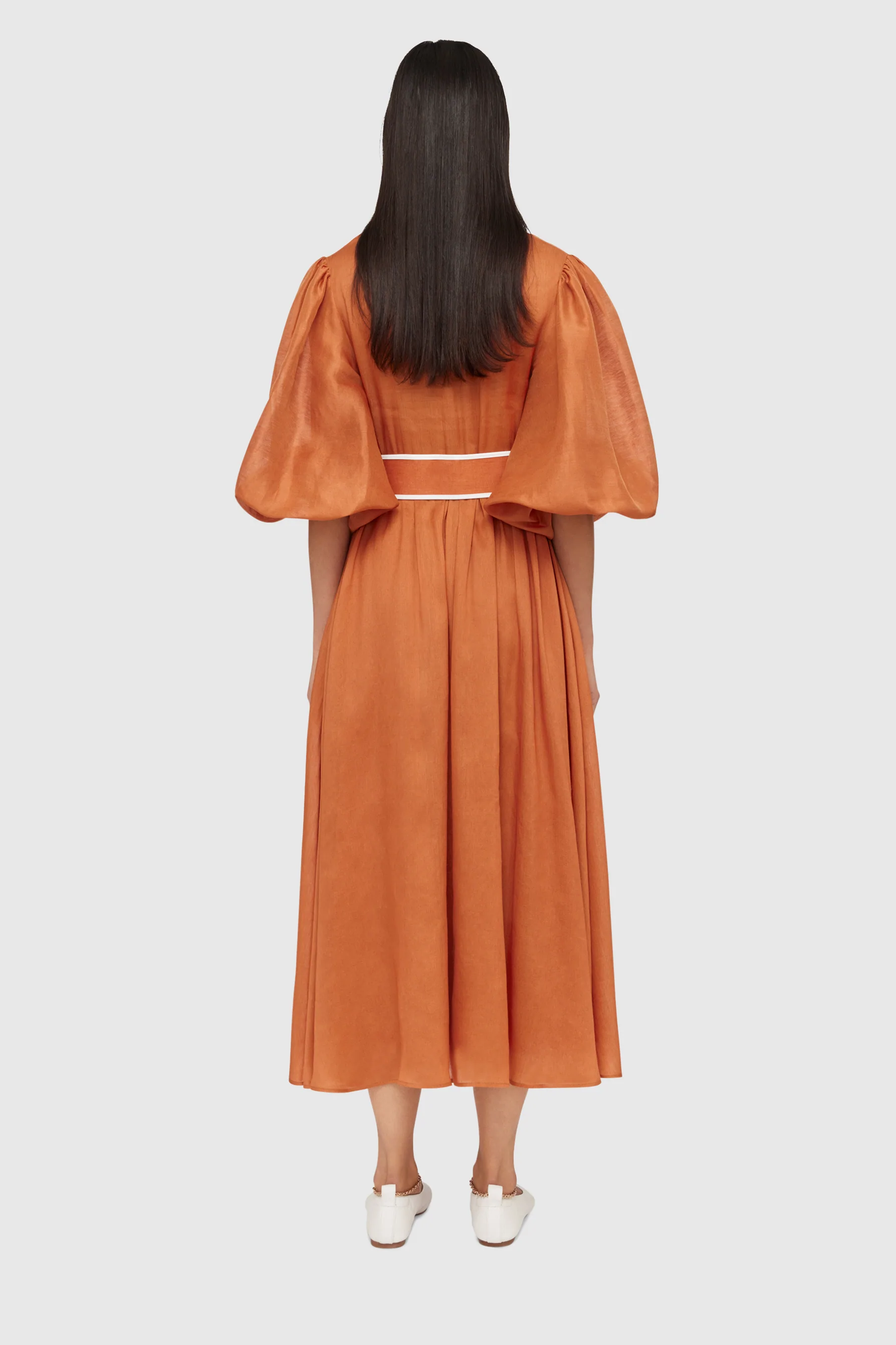 LEO LIN SUFFOLK MIDI DRESS IN CINNAMON