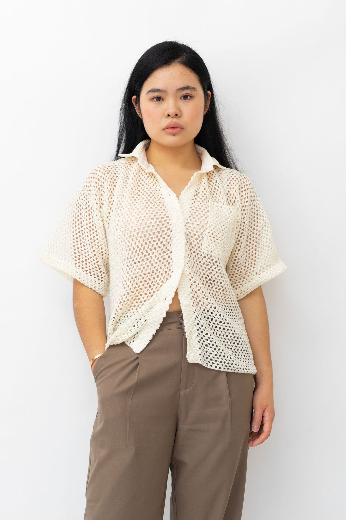 MEL ESSENTIALS CROCHET POLO