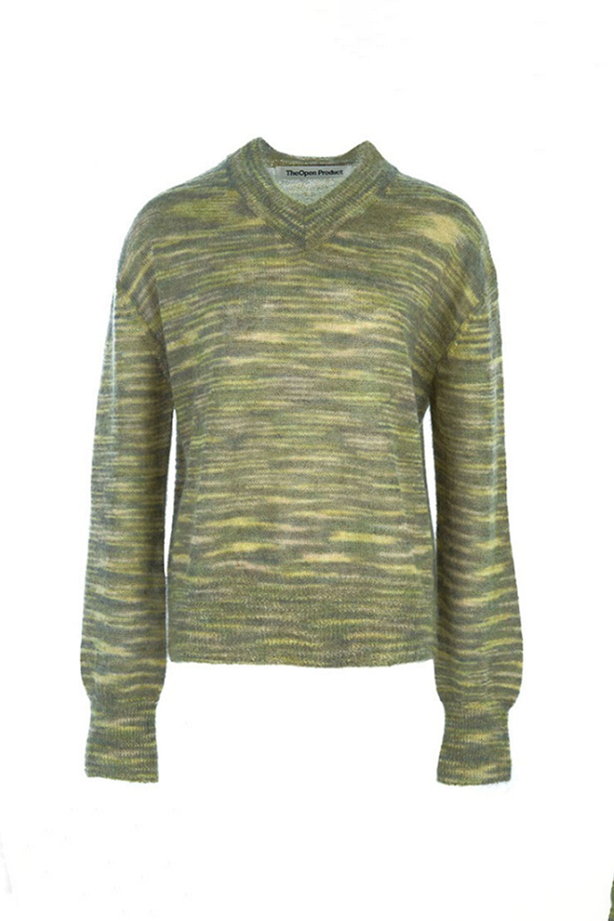 OPEN YY V-NECK COLOUR BLENDED SWEATER