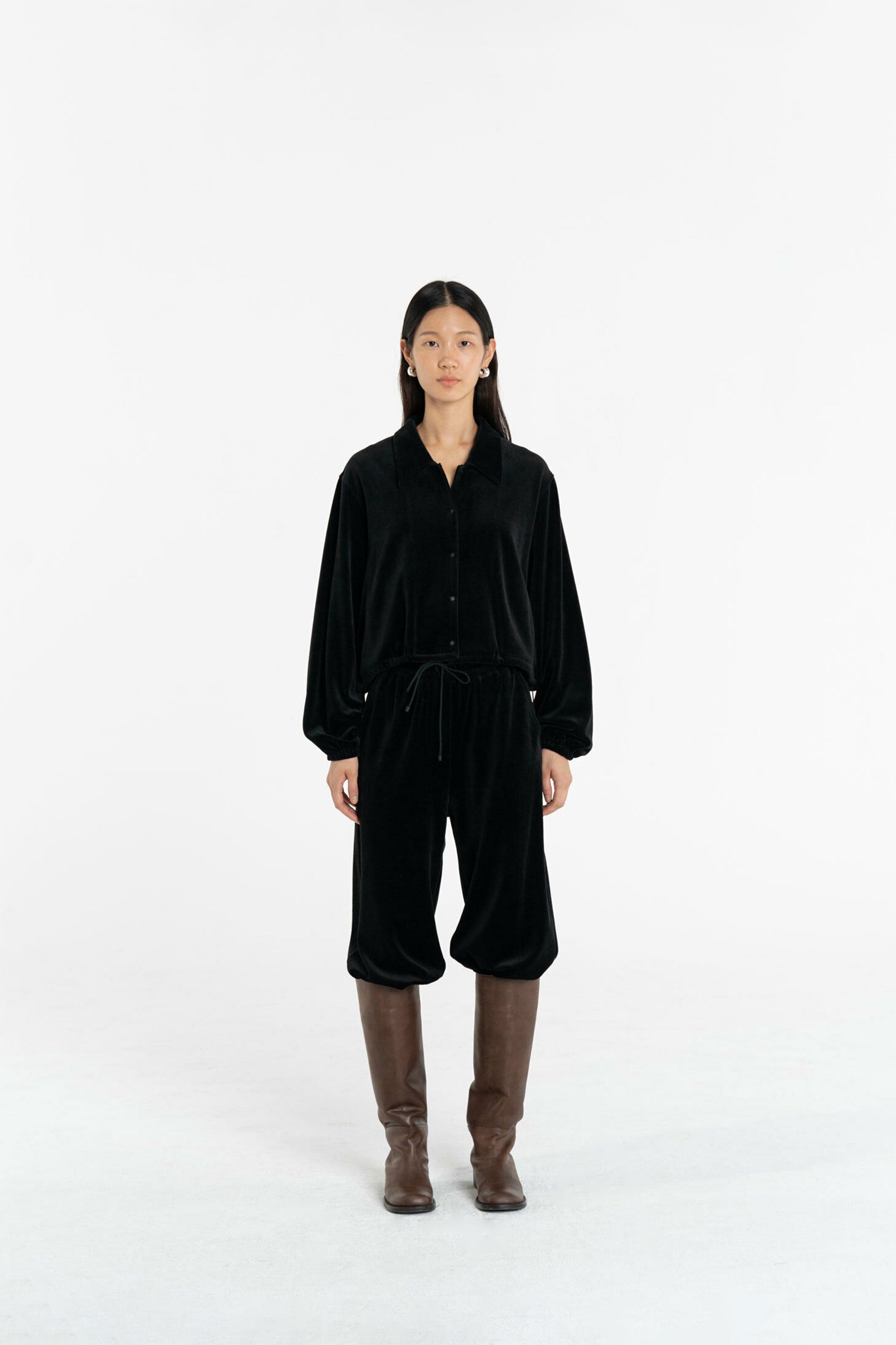 AMOMENTO VELOUR DRAWSTRING BLOUSON