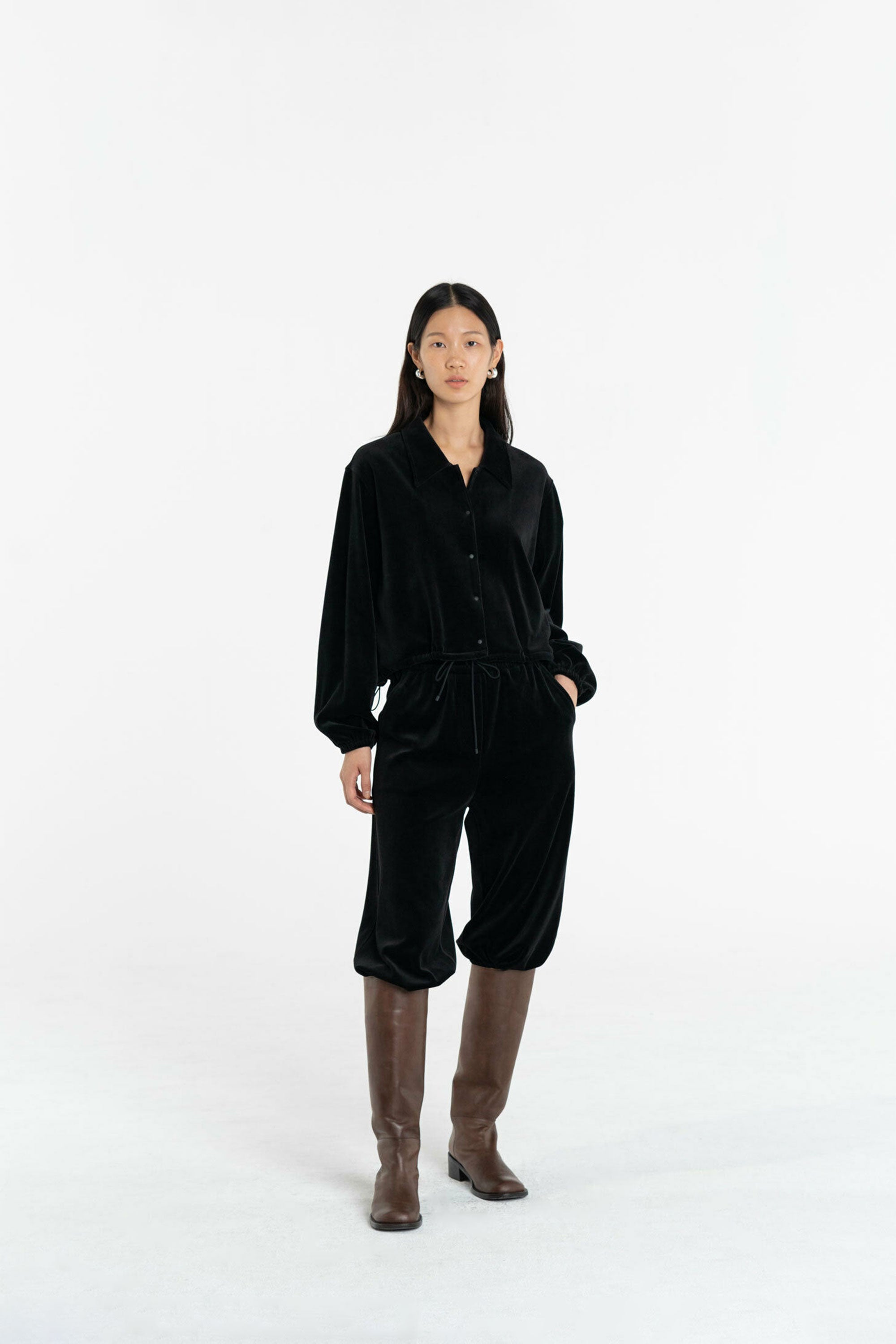 AMOMENTO VELOUR DRAWSTRING BLOUSON