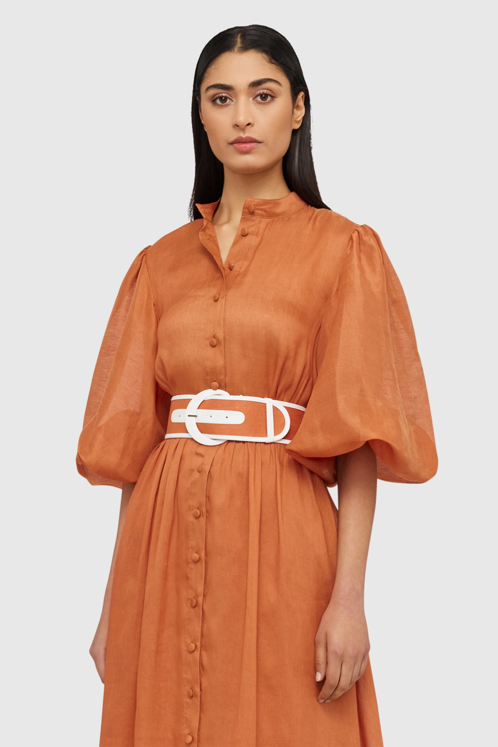 LEO LIN SUFFOLK MIDI DRESS IN CINNAMON