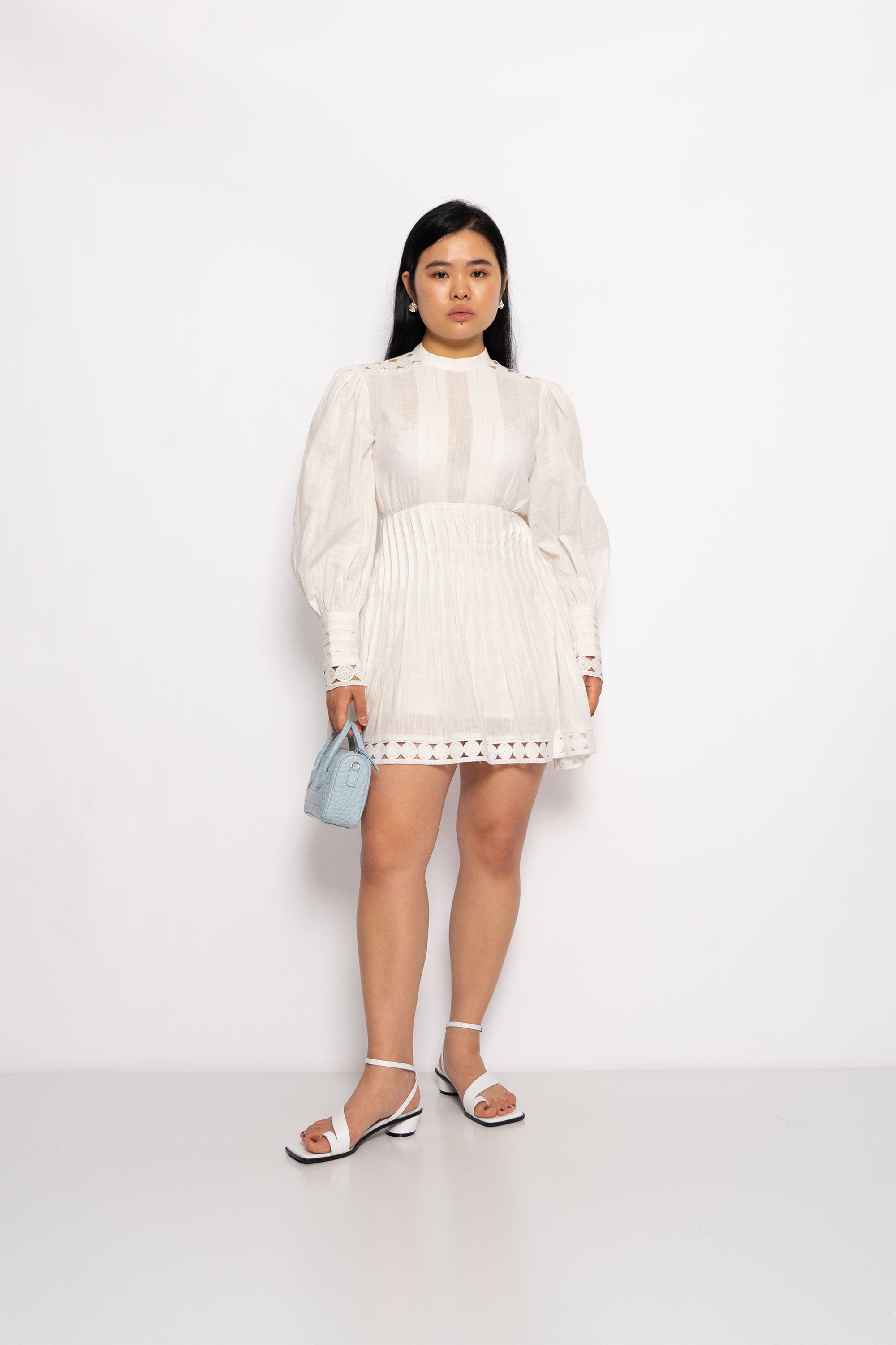 DEAR JOSÉ MARYGOLD PLEATED LINEN MINI DRESS