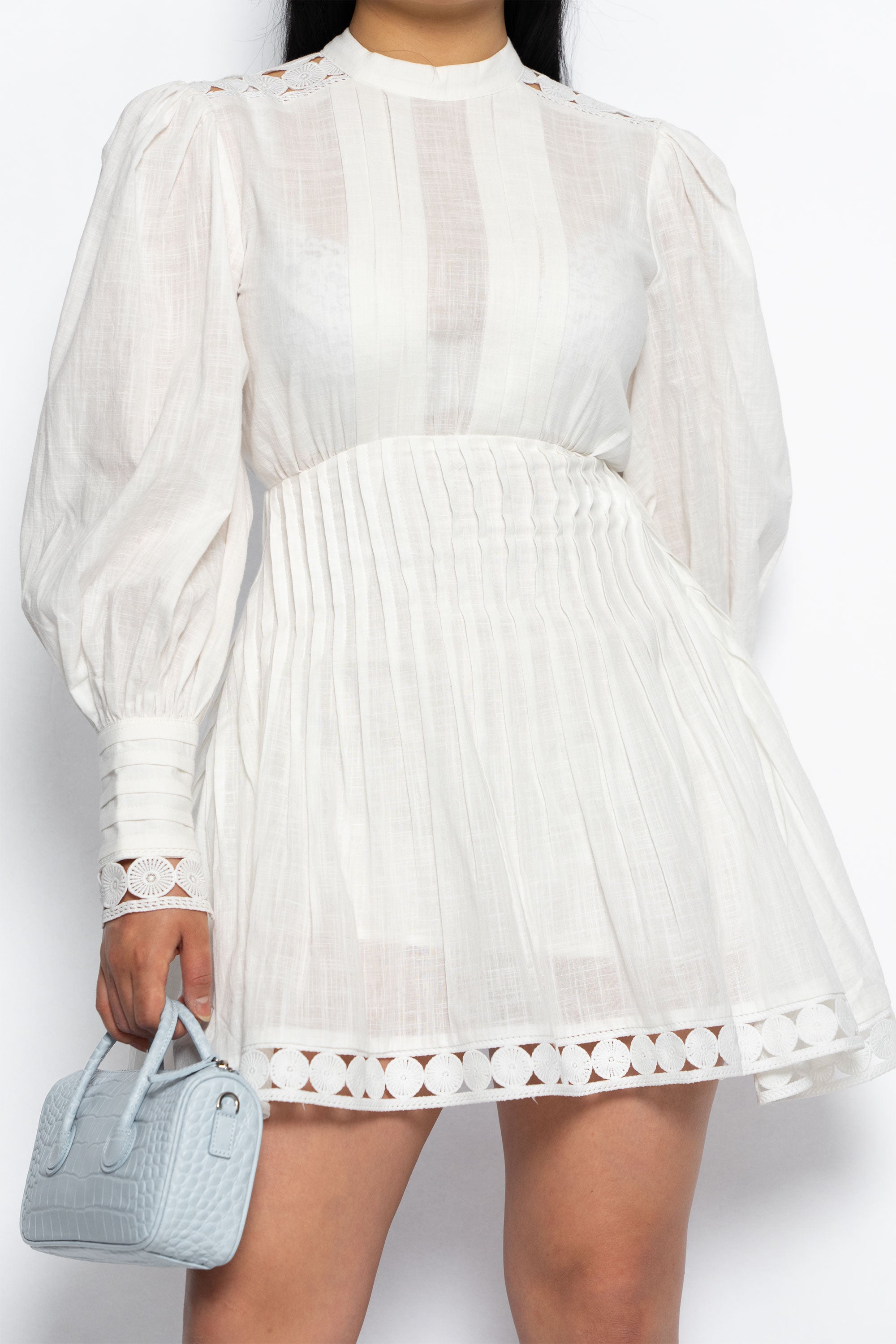 DEAR JOSÉ MARYGOLD PLEATED LINEN MINI DRESS