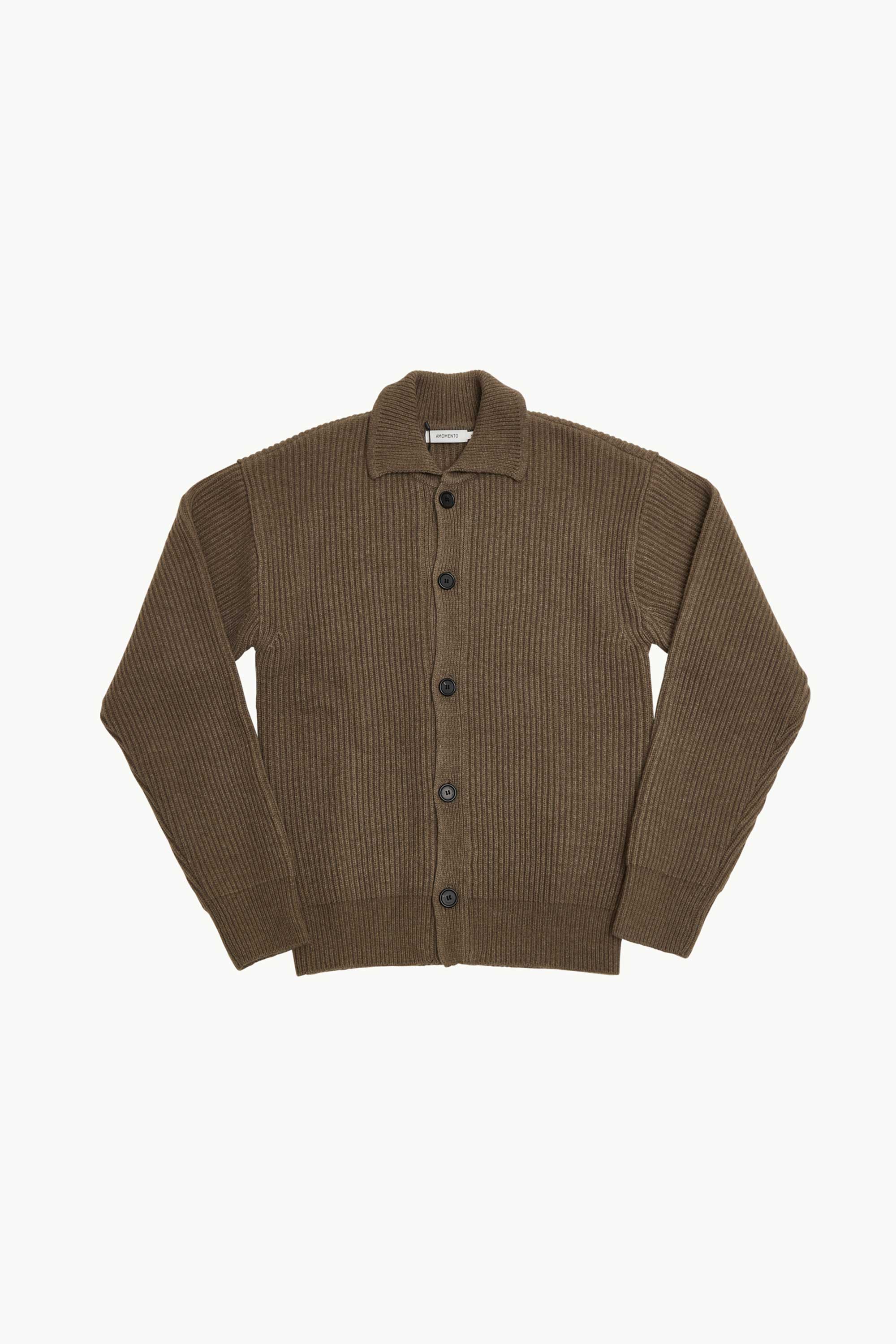 AMOMENTO RIBBED BUTTON-UP CARDIGAN