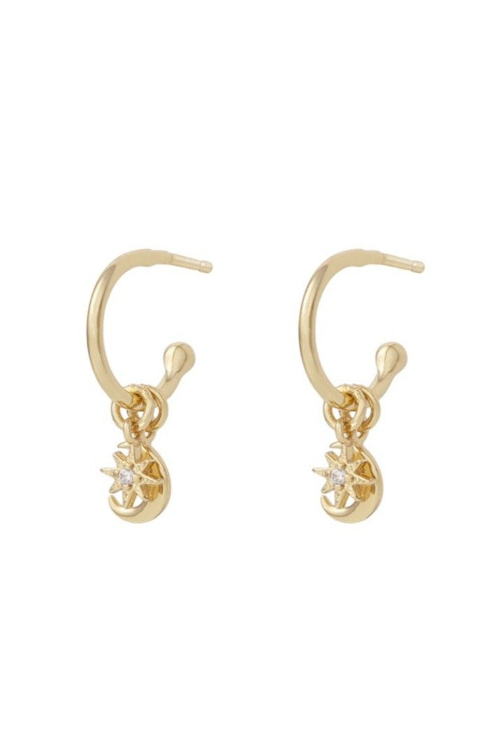 WANDERLUST CELESTIAL HOOP HUGGIE EARRINGS