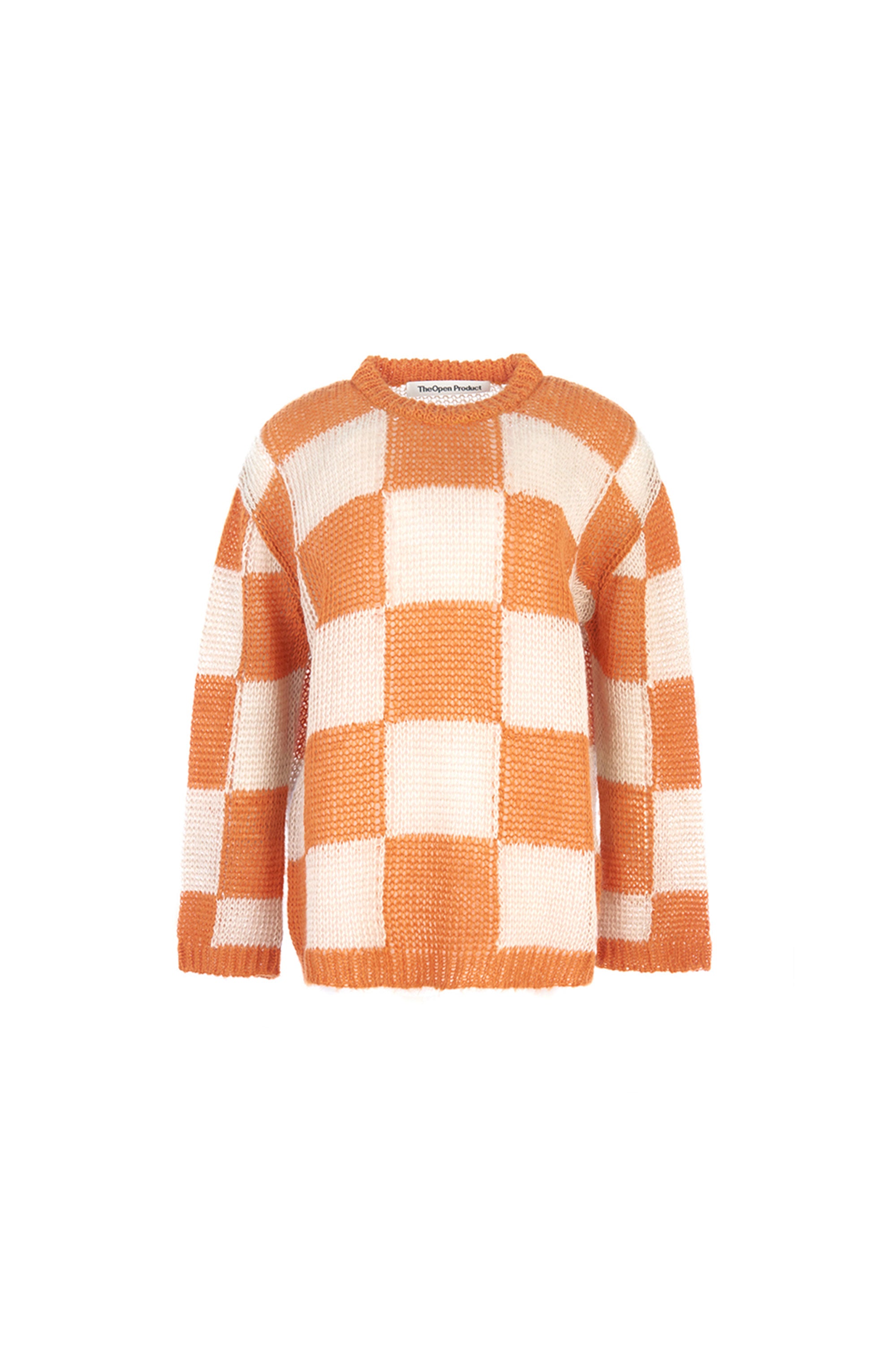 OPEN YY CHESSBOARD CHECK KNIT TOP