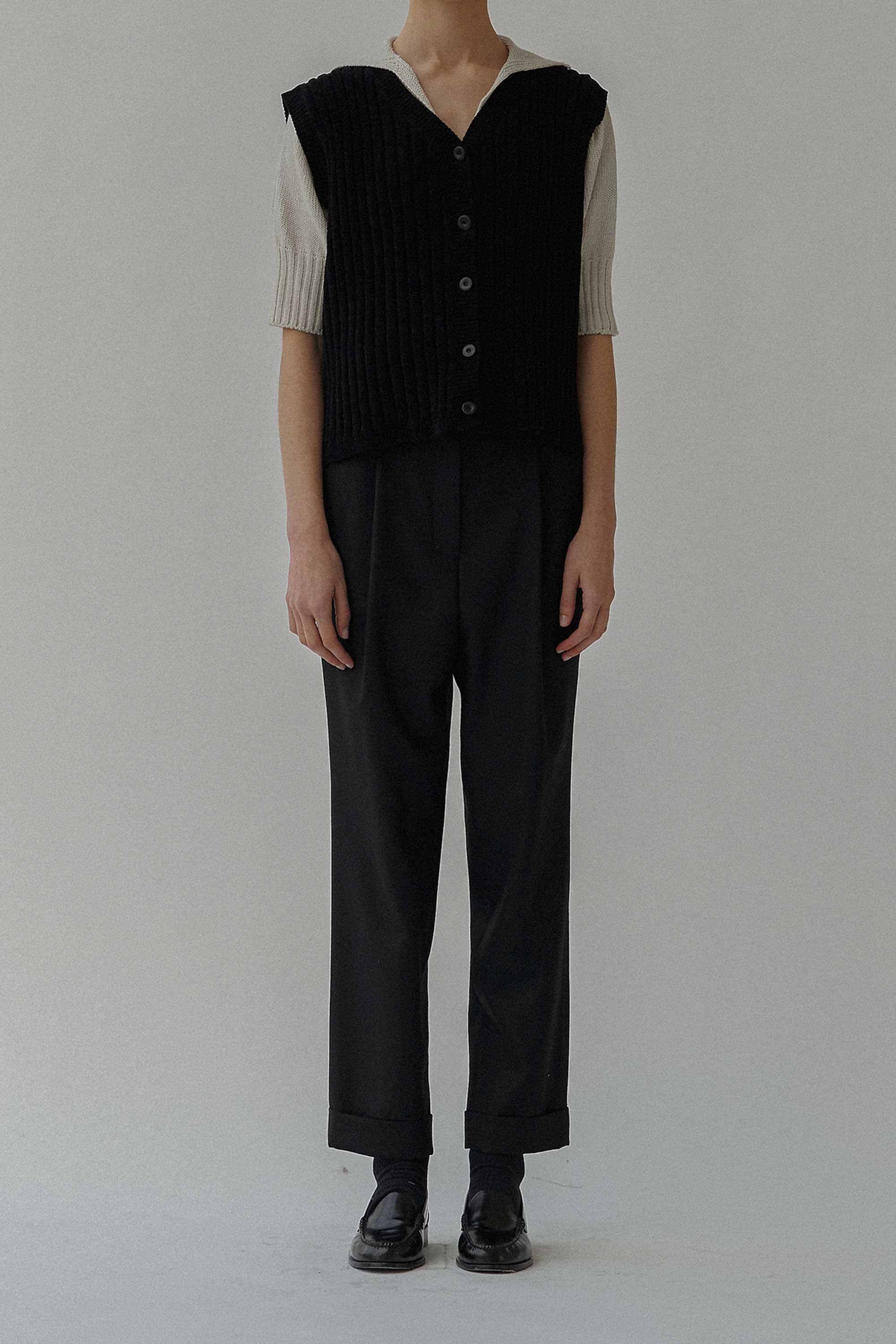 NOTHING WRITTEN WOOL TUCK TROUSERS