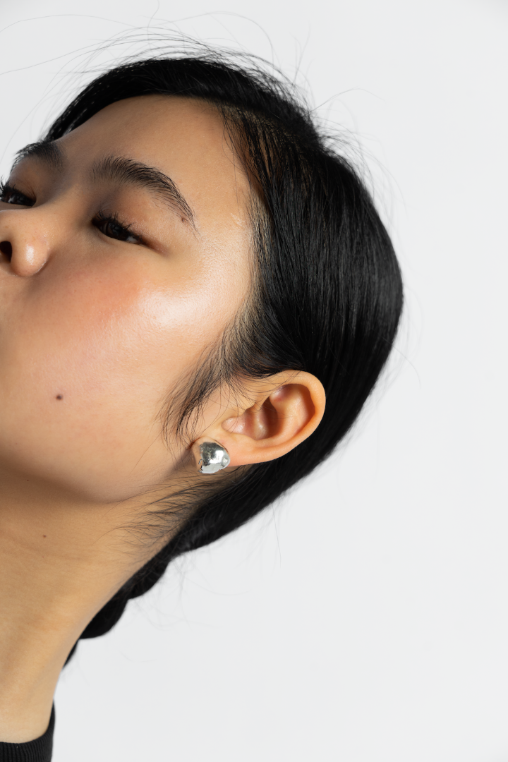 RELEASED FROM LOVE OVERSIZED CAST PEARL STUDS STERLING SILVER