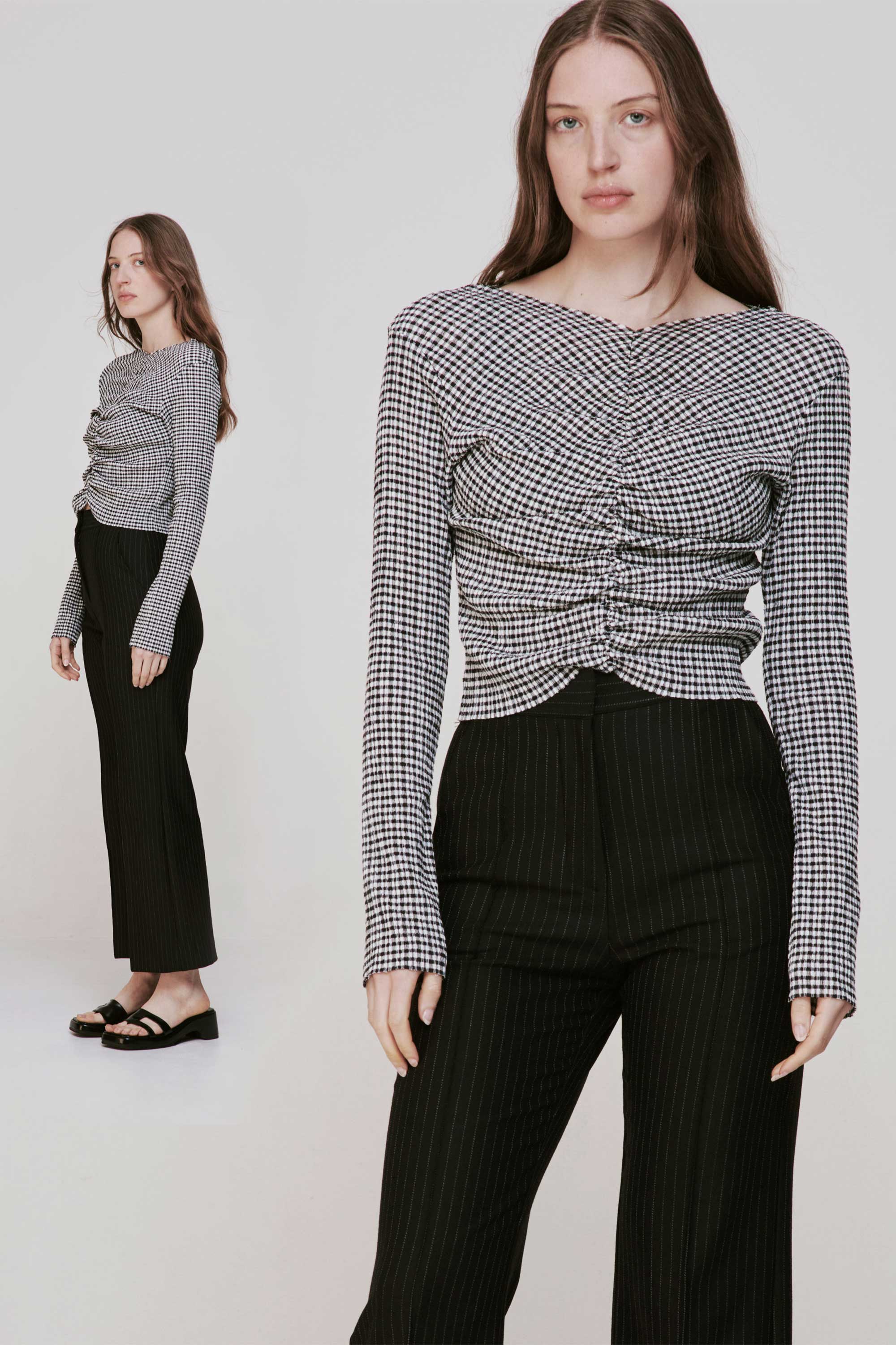 PERMANENT VACATION METAPHOR TOP - BLACK GINGHAM