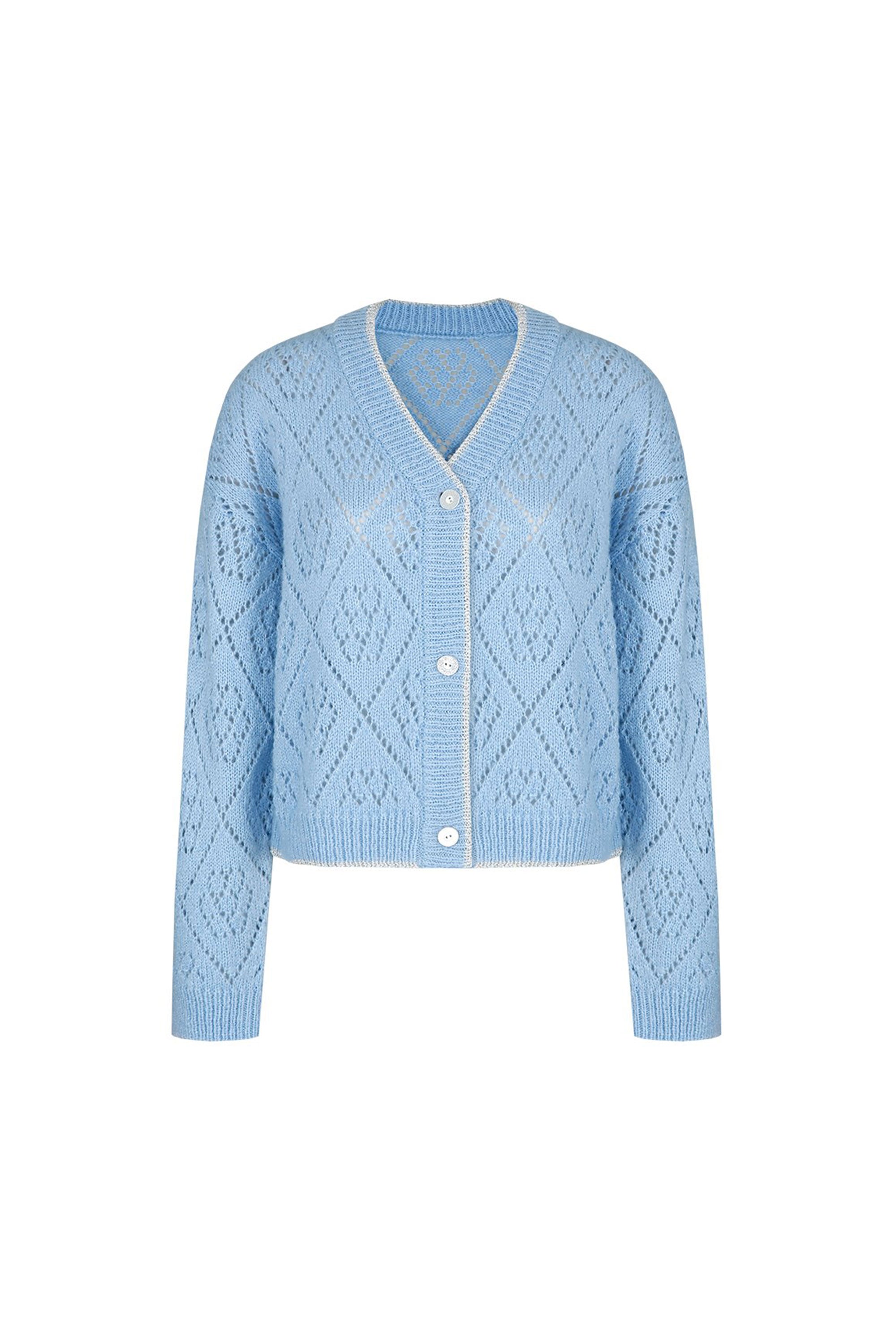 MARGARIN FINGERS PUNCHING V NECK CARDIGAN