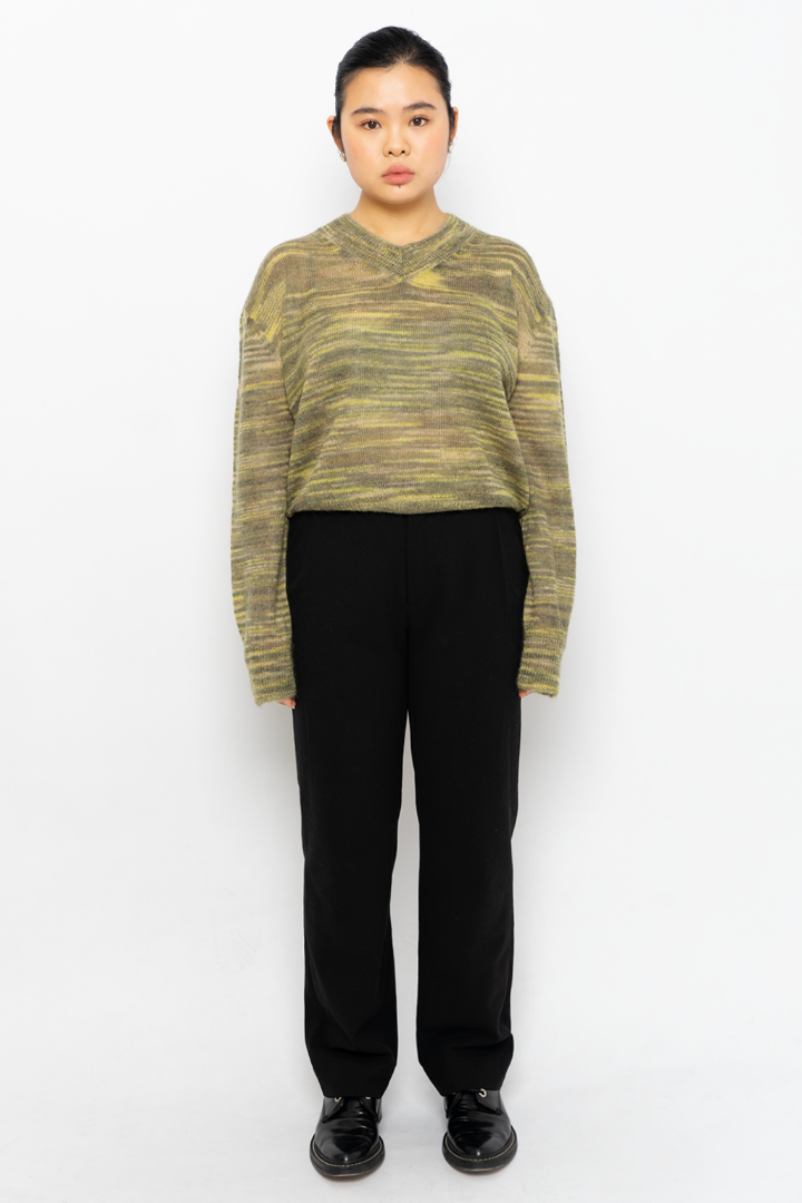 OPEN YY V-NECK COLOUR BLENDED SWEATER