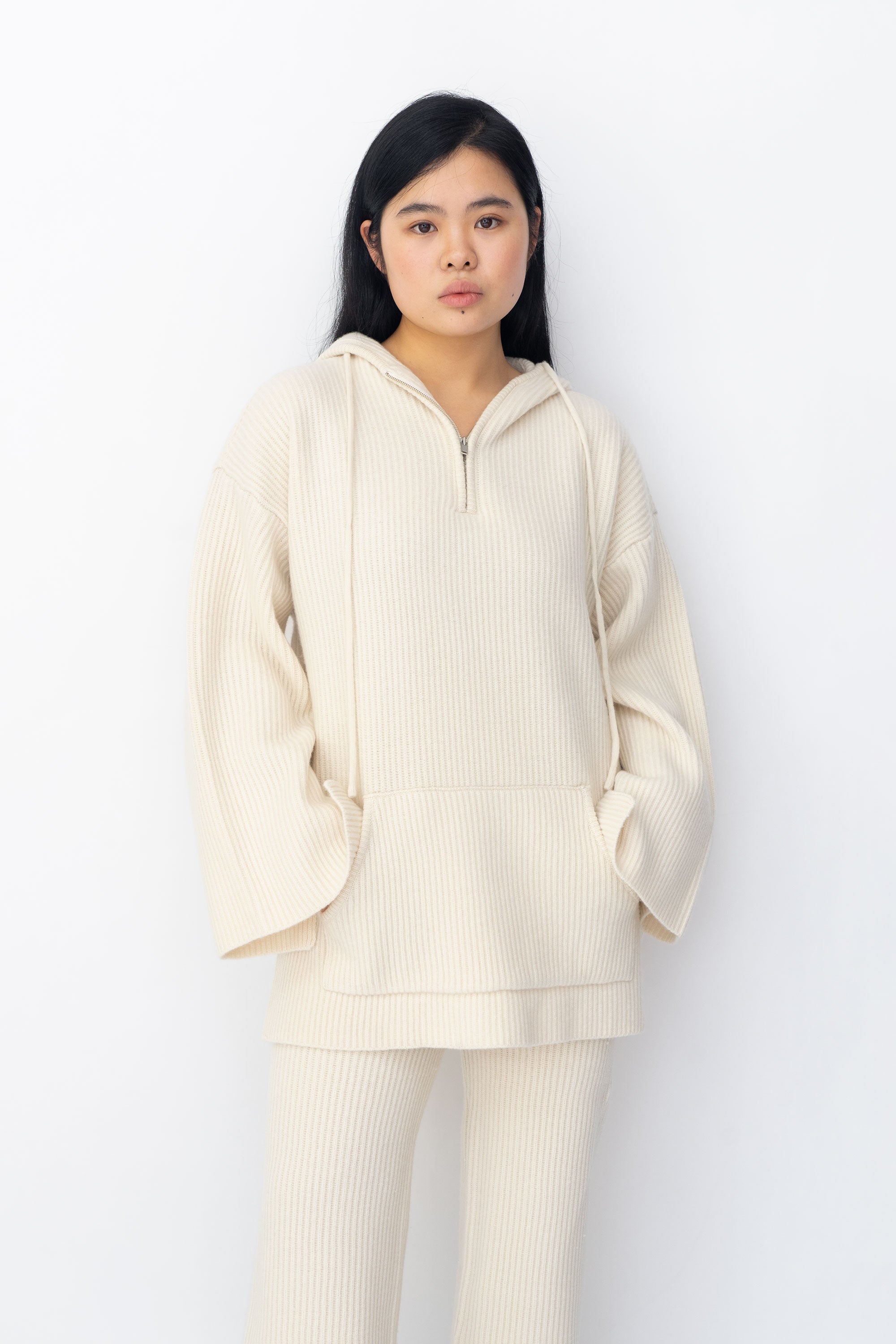 DRAE WHITE HOODED KNIT